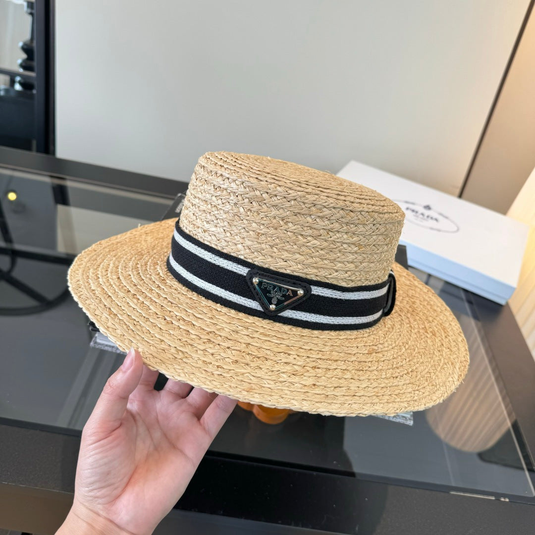 Prada Flat-top Straw Hat 360776