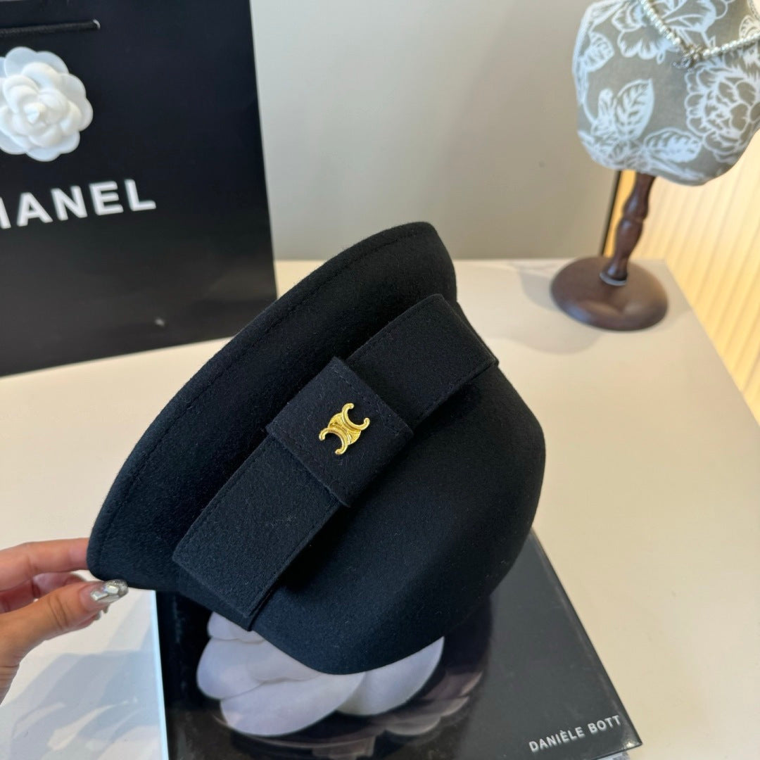 Celine Bow Cashmere Bucket Hat 425553