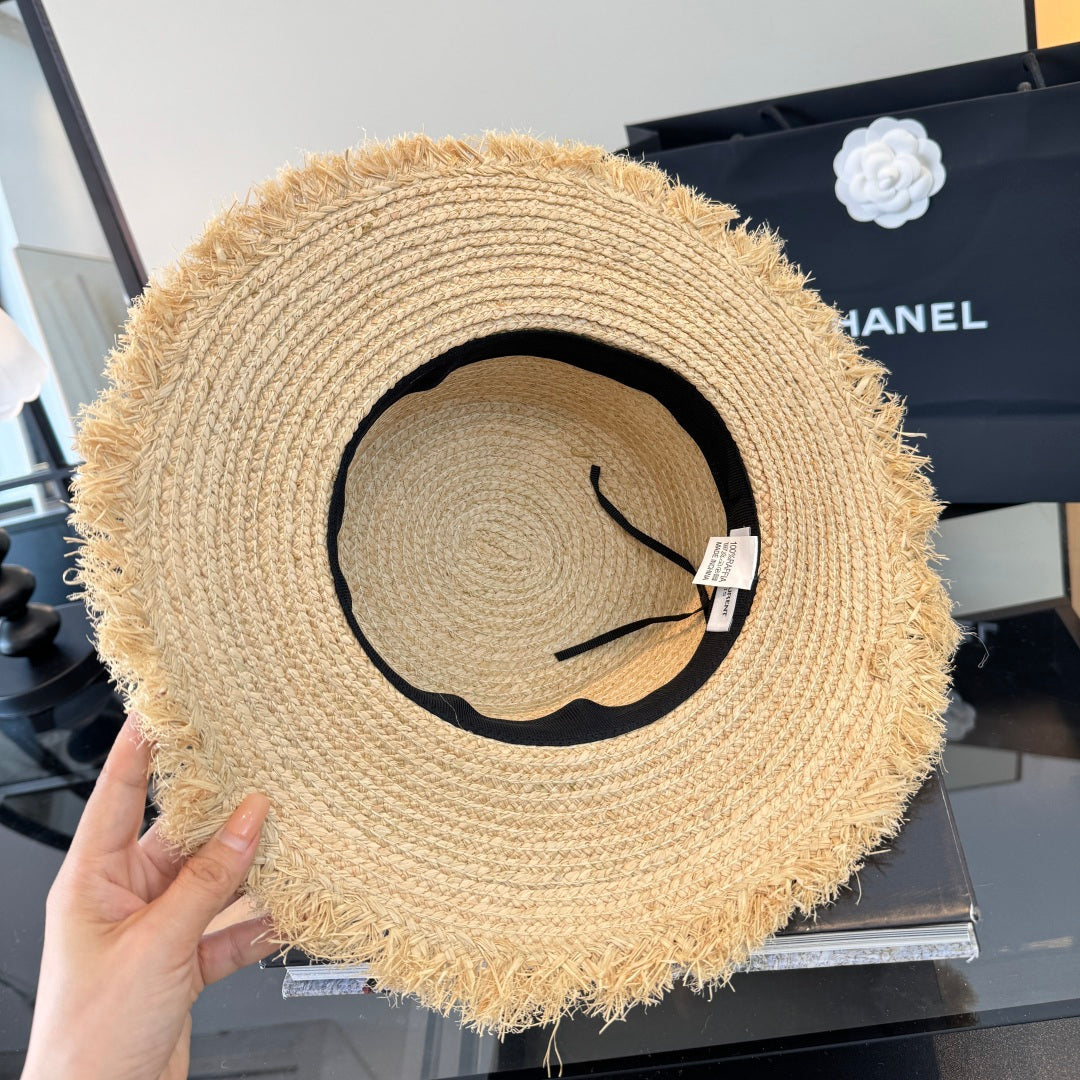 YSL Flat-top Straw Hat 412983