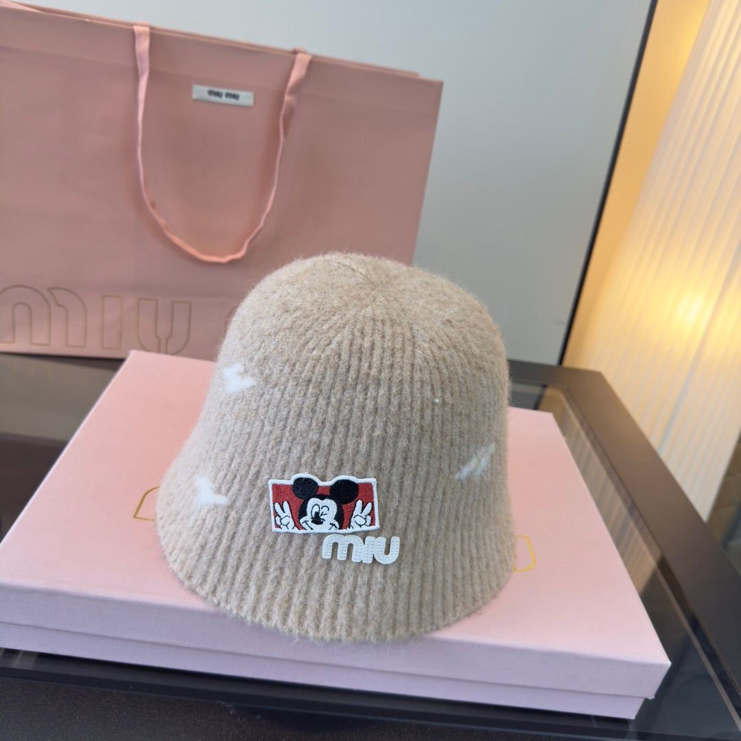 Miu Miu Wool Bucket Hat With Cartoon Character 477554