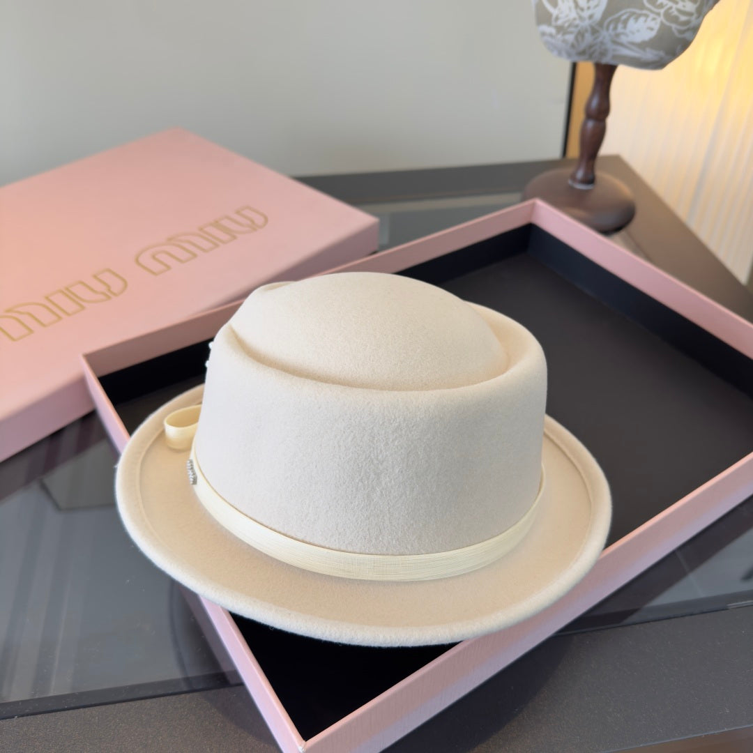 Miumiu Felt Hat With Ribbon And Flower 477646