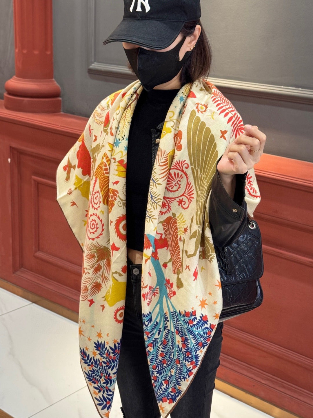 HM 25s Scarf 140cm Multicolor Cashmere Silk 962467