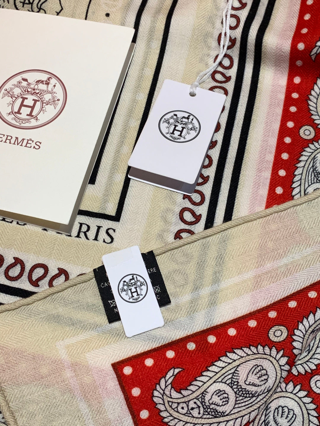 HM 25s Sailor Tattoo Scarf 140cm Red White Black Cashmere Silk 967418