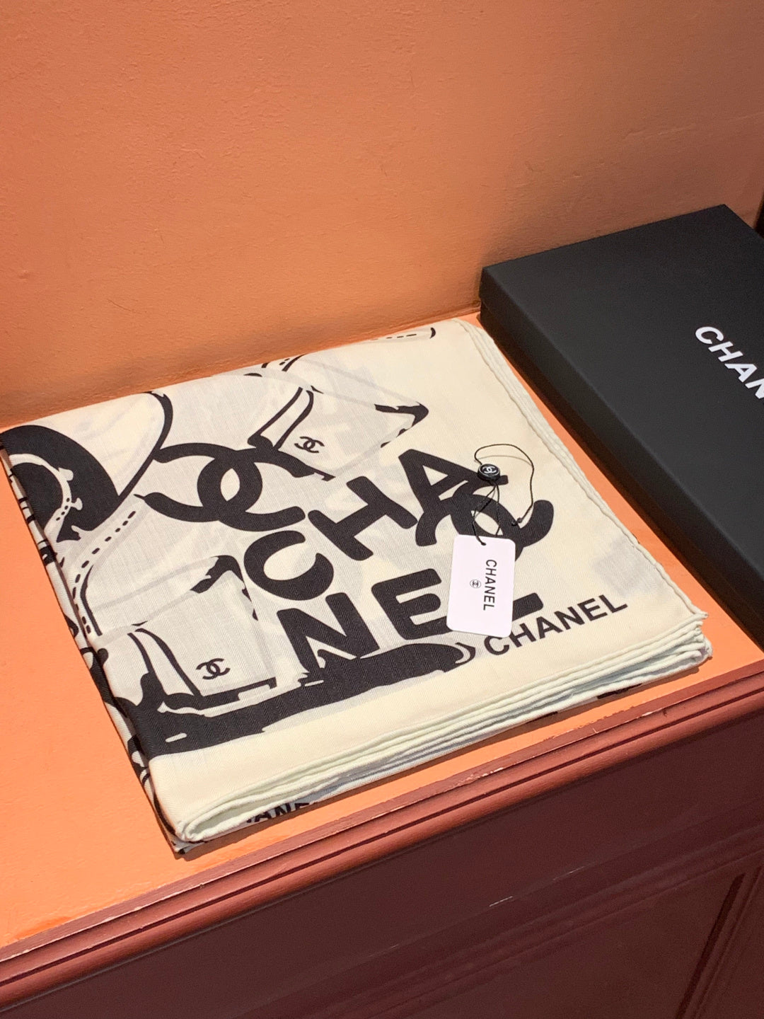 CC 25 Reversible Scarf 135cm Black White Cashmere 970901