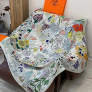 HM 25s Rainbow Scarf 140cm Beige Colorful Cashmere Silk 970927