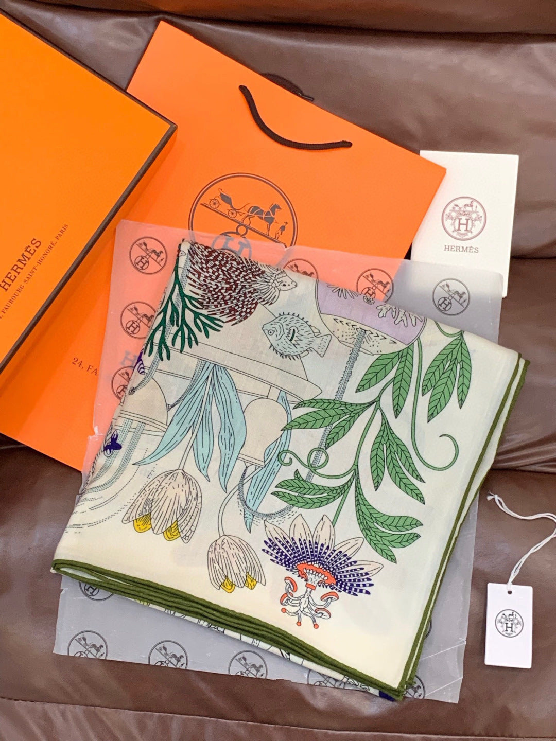 HM 25s Rainbow Scarf 140cm Beige Colorful Cashmere Silk 970927