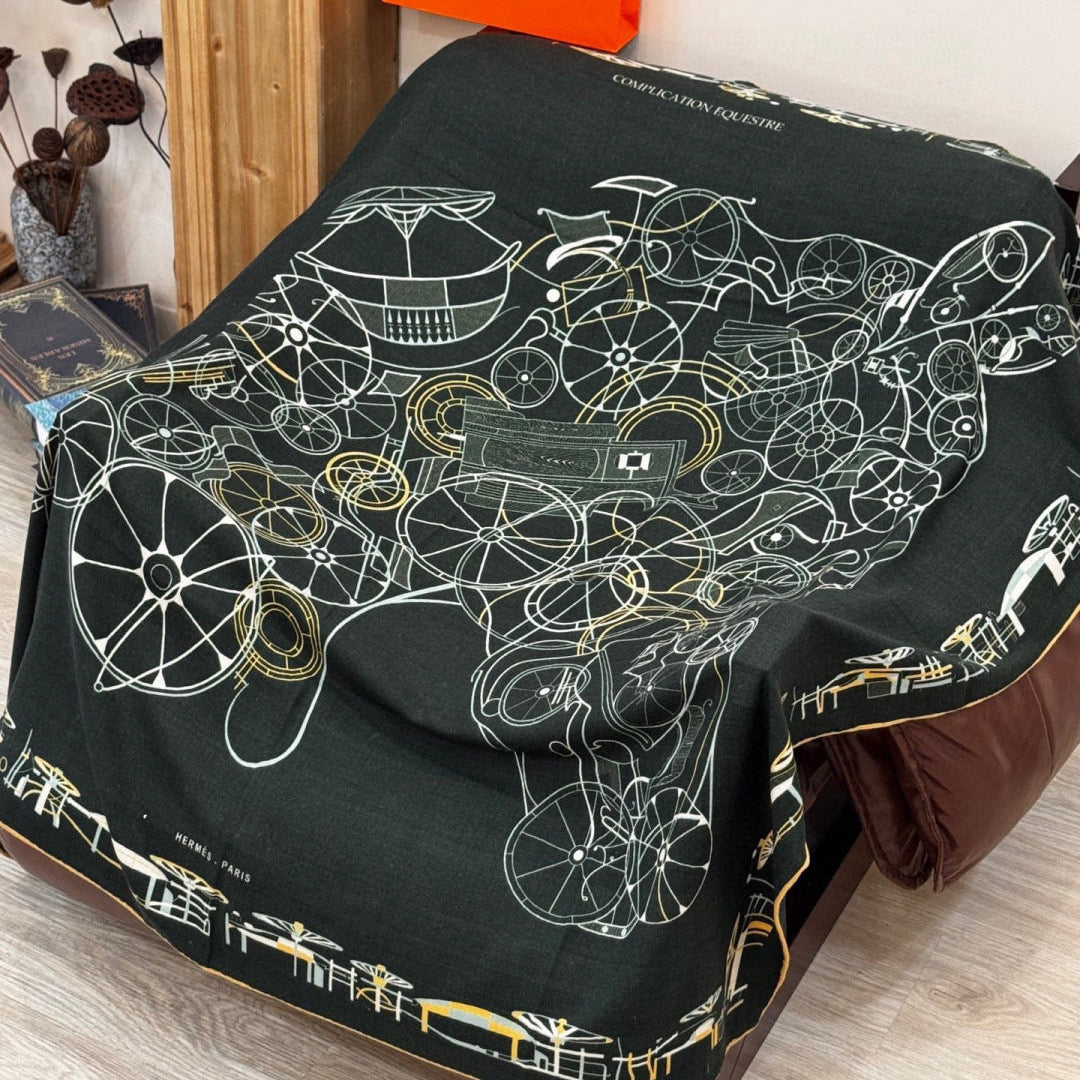 HM 25s Amazing Reversible Scarf 140cm Dark Green Cashmere Silk 970959