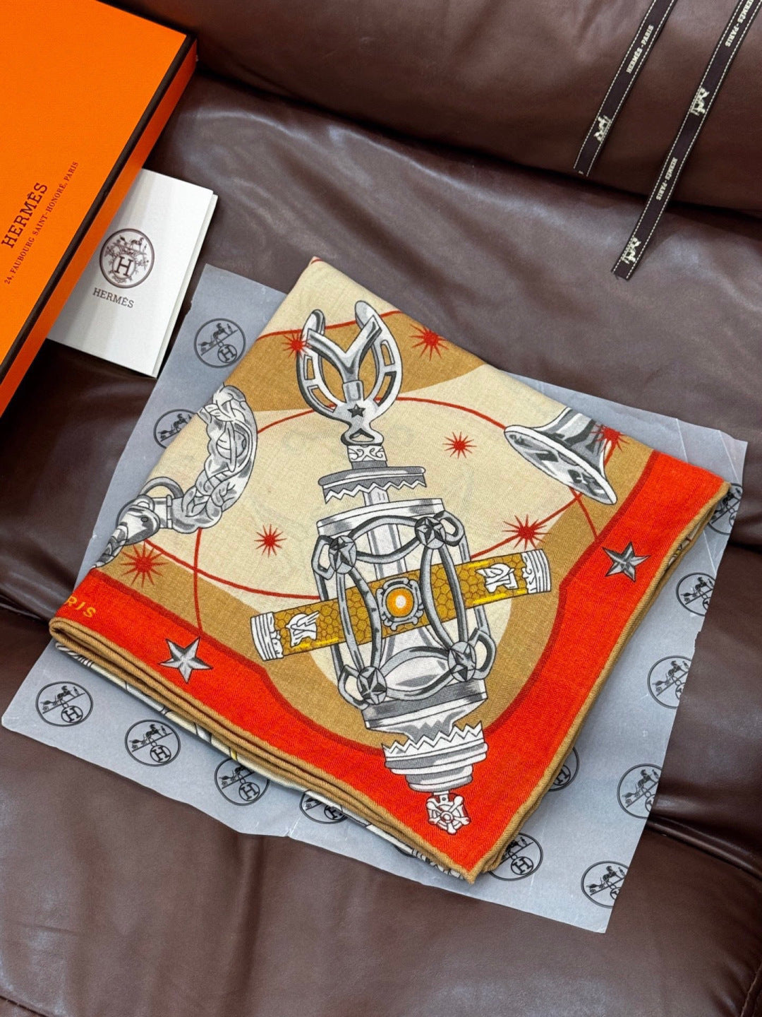 HM Starry Night Chorus Scarf 140cm Beige Orange Cashmere 970973