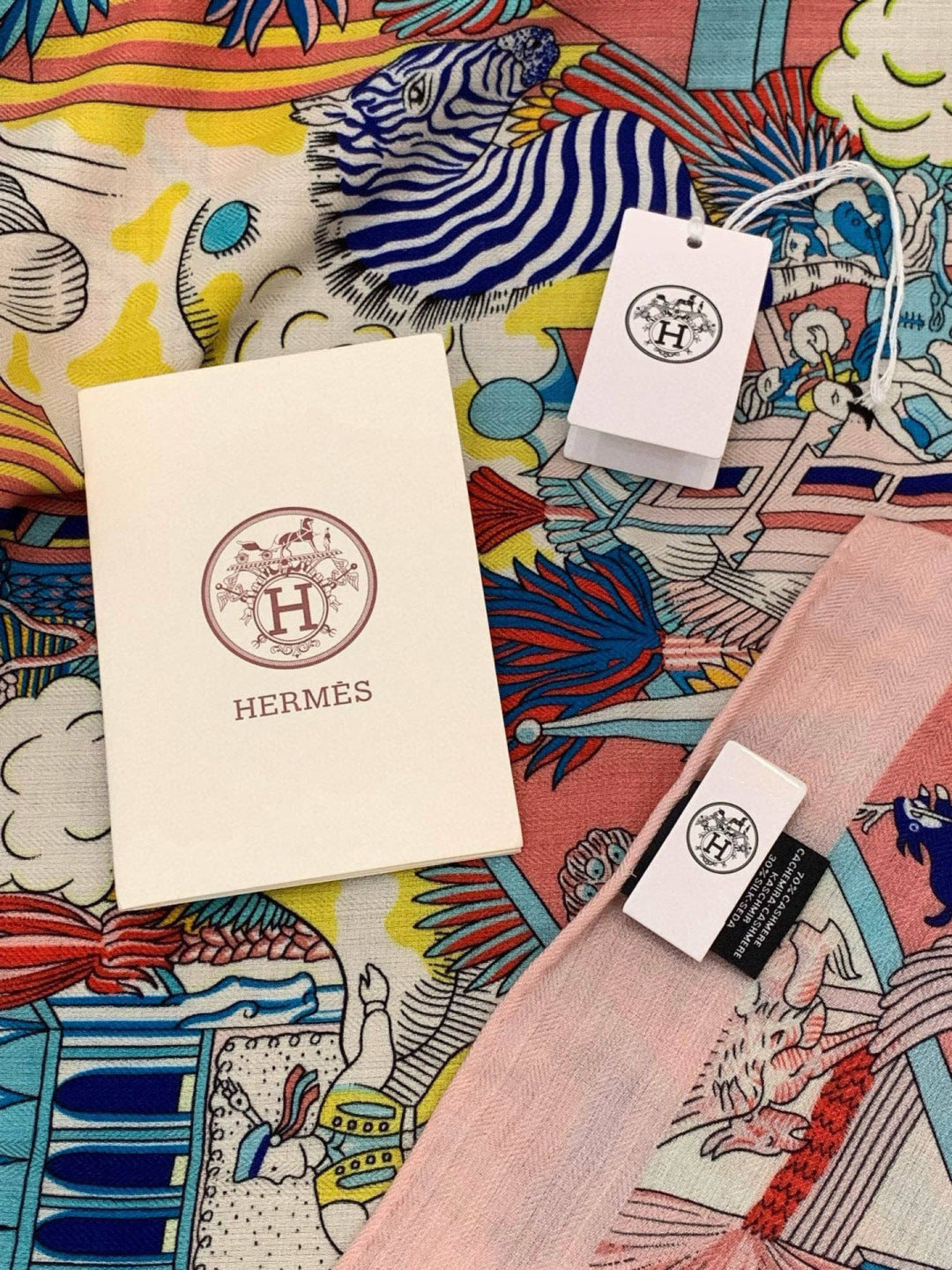 HM 25s Scarf 140cm Blue Multicolor Cashmere 973038