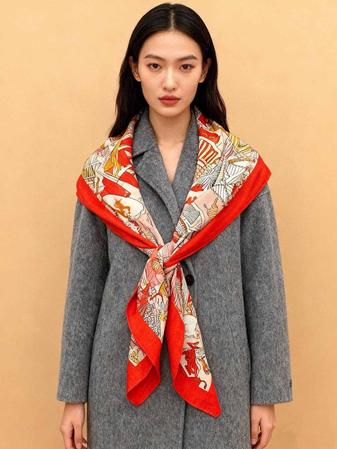 HM 25s The King Scarf 140cm Red White Pink Cashmere 973039