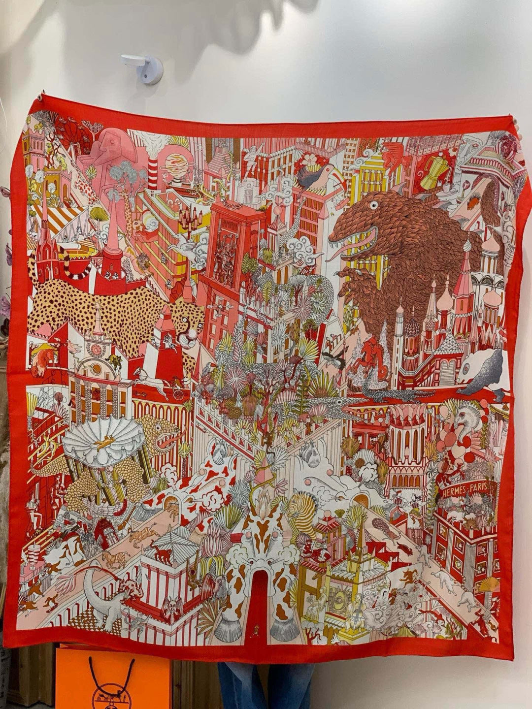 HM 25s The King Scarf 140cm Red White Pink Cashmere 973039