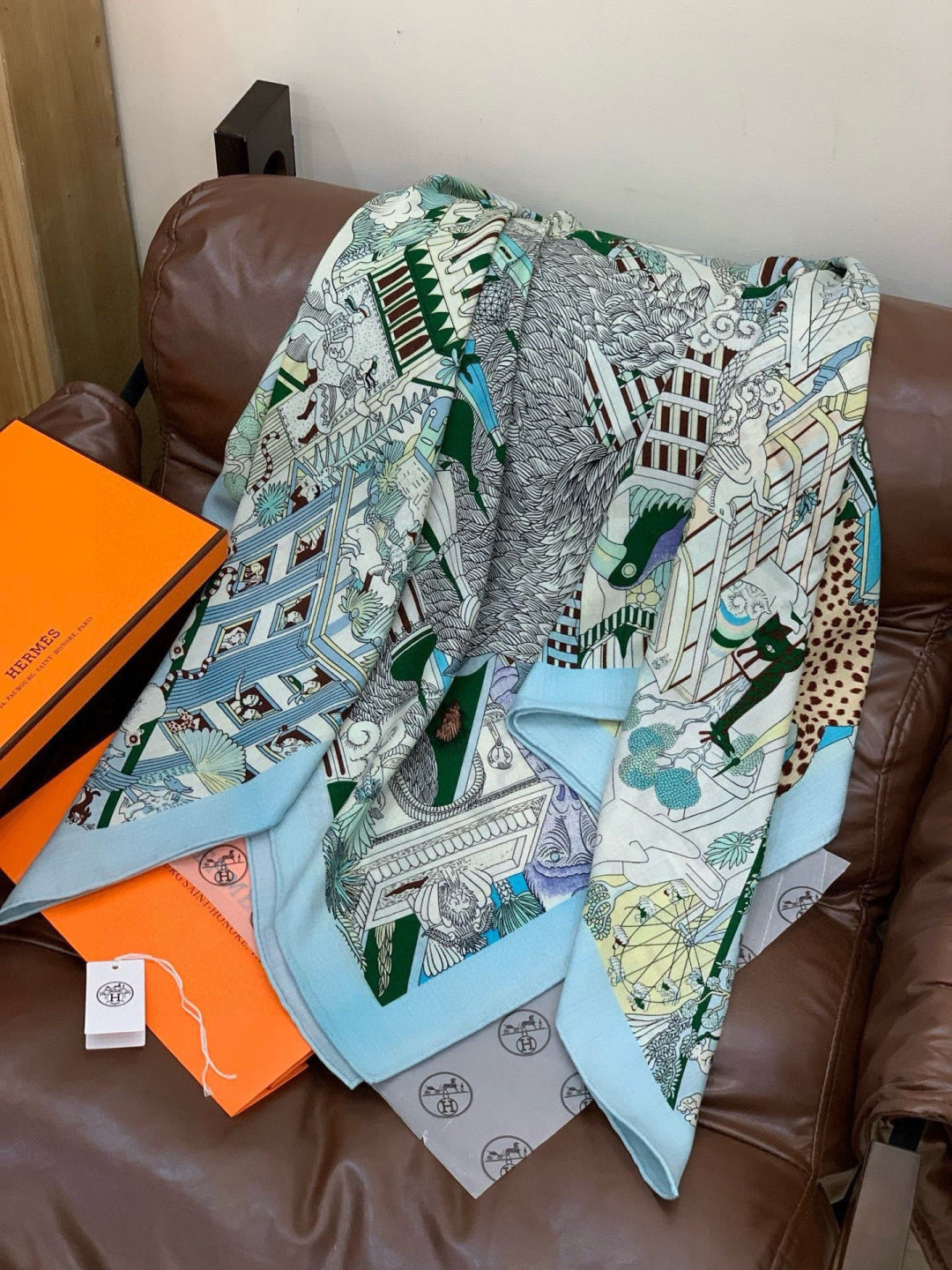 HM 25s The King Scarf 140cm Blue Black Cashmere 973040