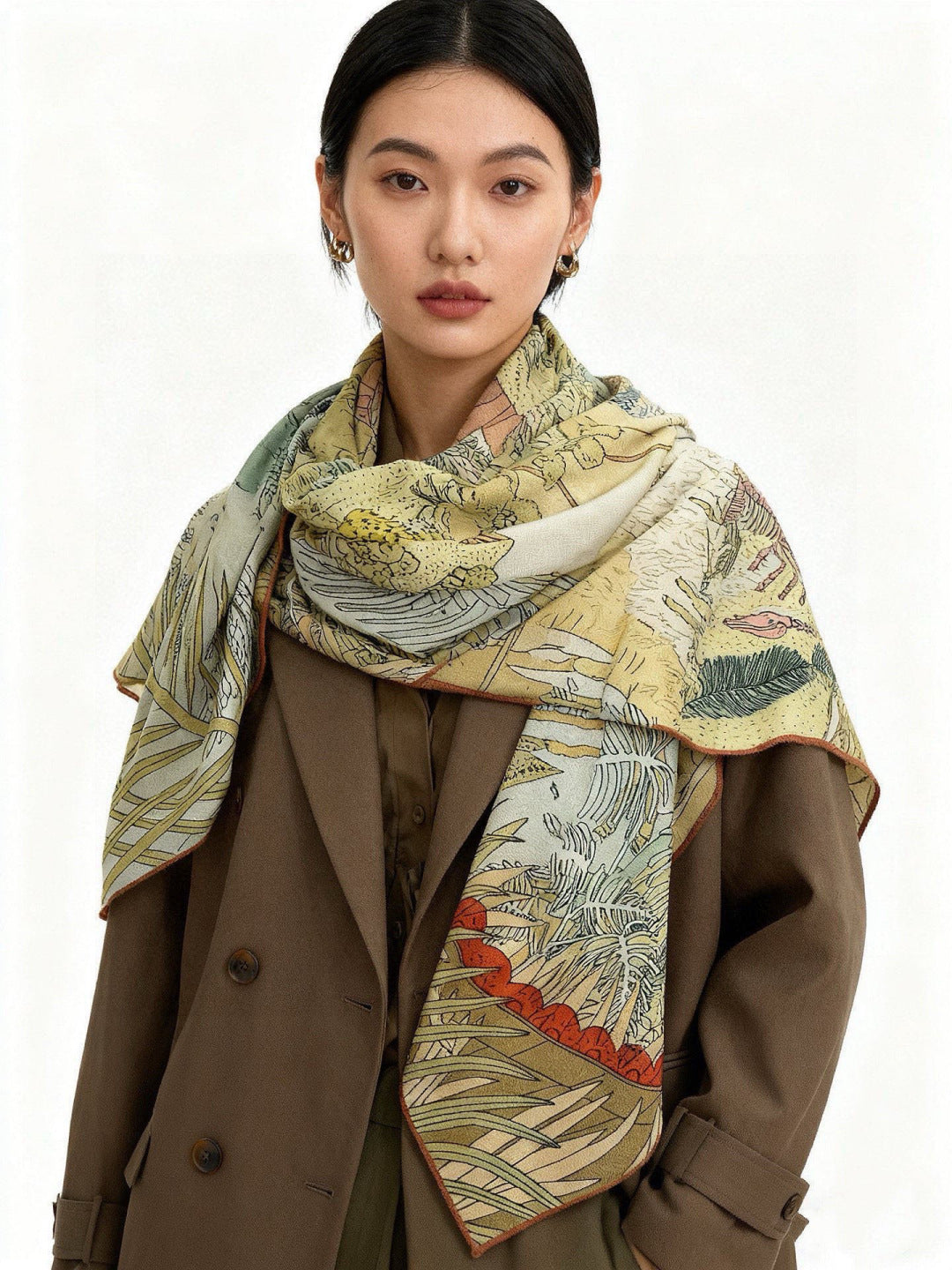 HM 25s The King Scarf 140cm Green Pink Cashmere 973043