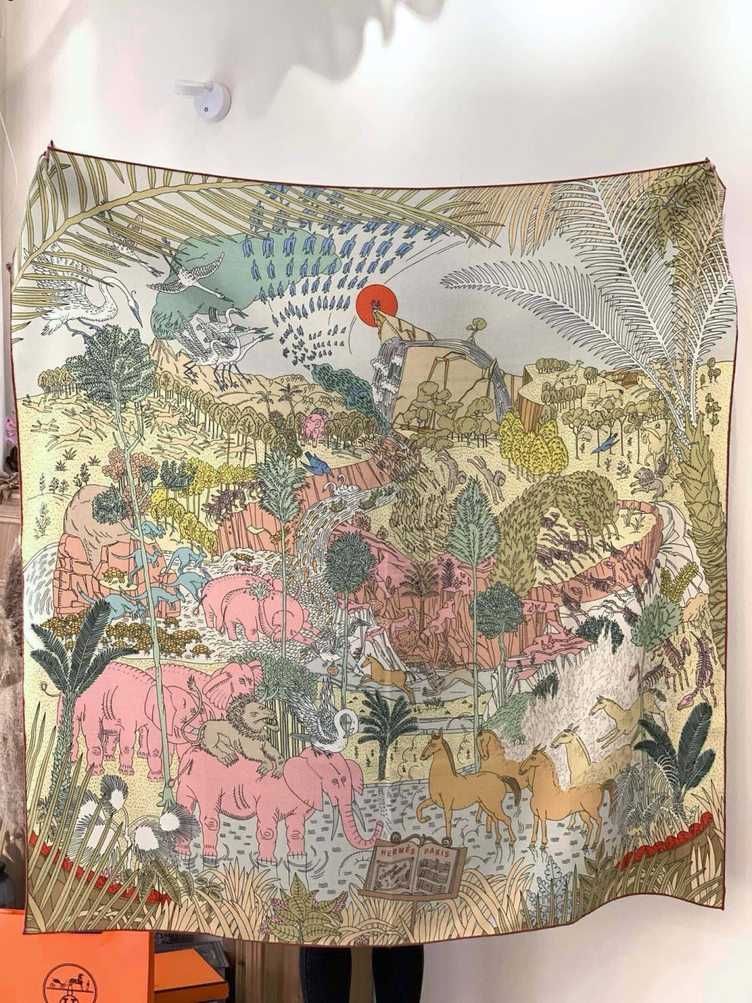 HM 25s The King Scarf 140cm Green Pink Cashmere 973043