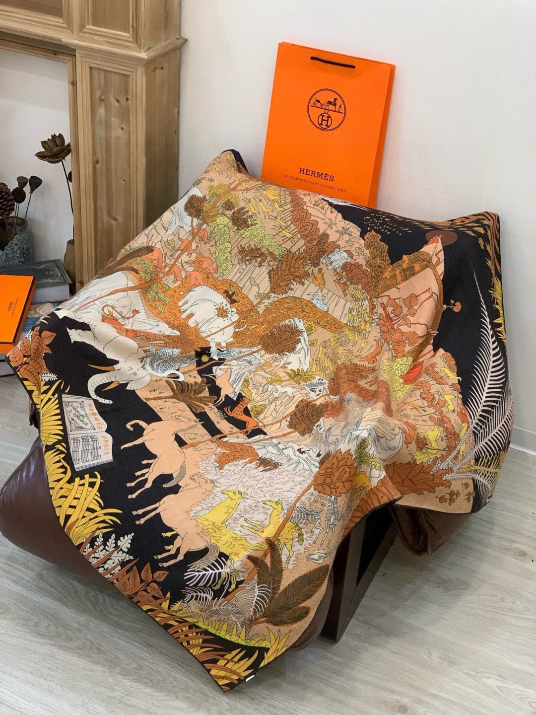 HM 25s The King Scarf 140cm Brown Black Cashmere 973046