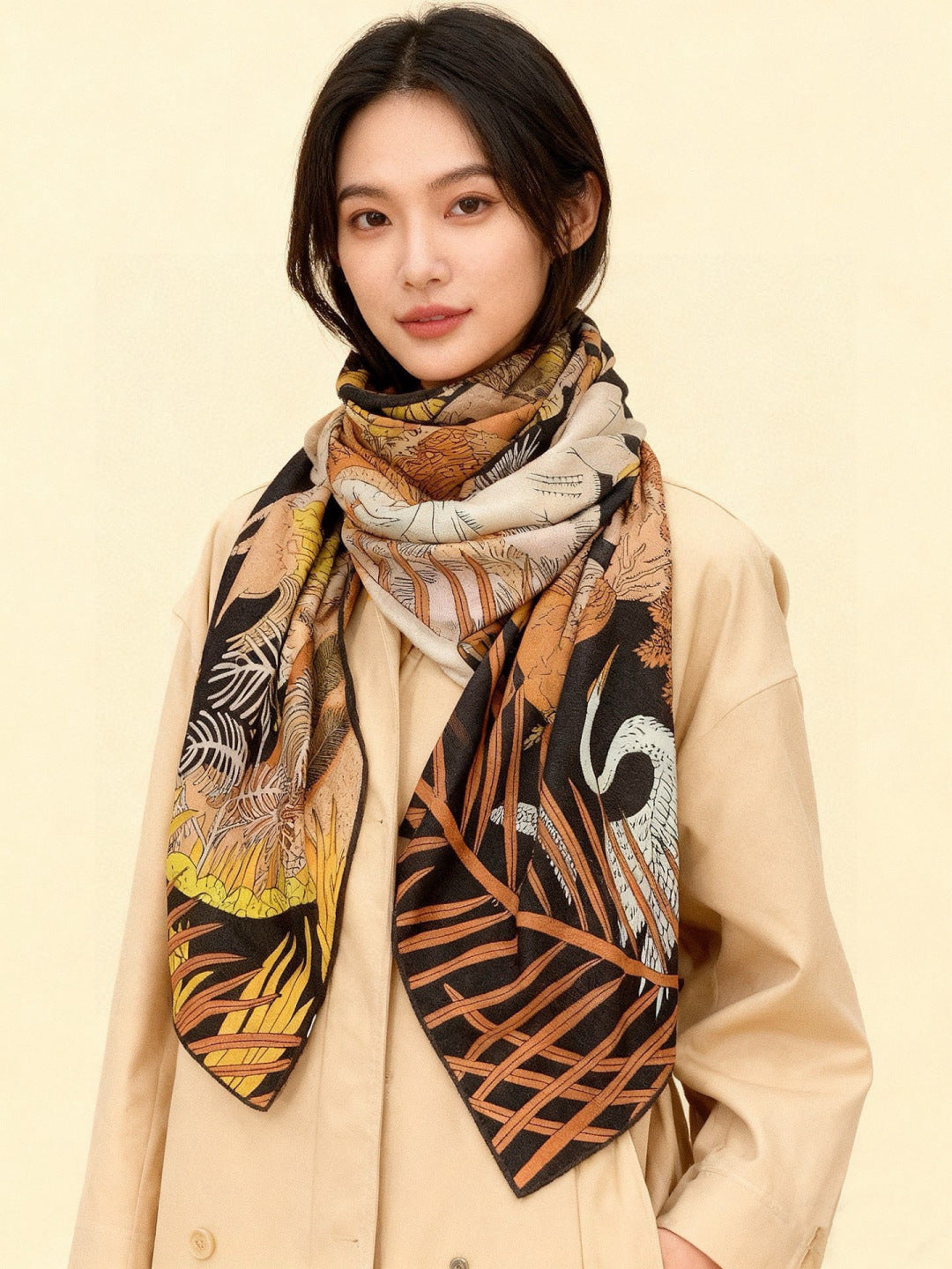 HM 25s The King Scarf 140cm Brown Black Cashmere 973046