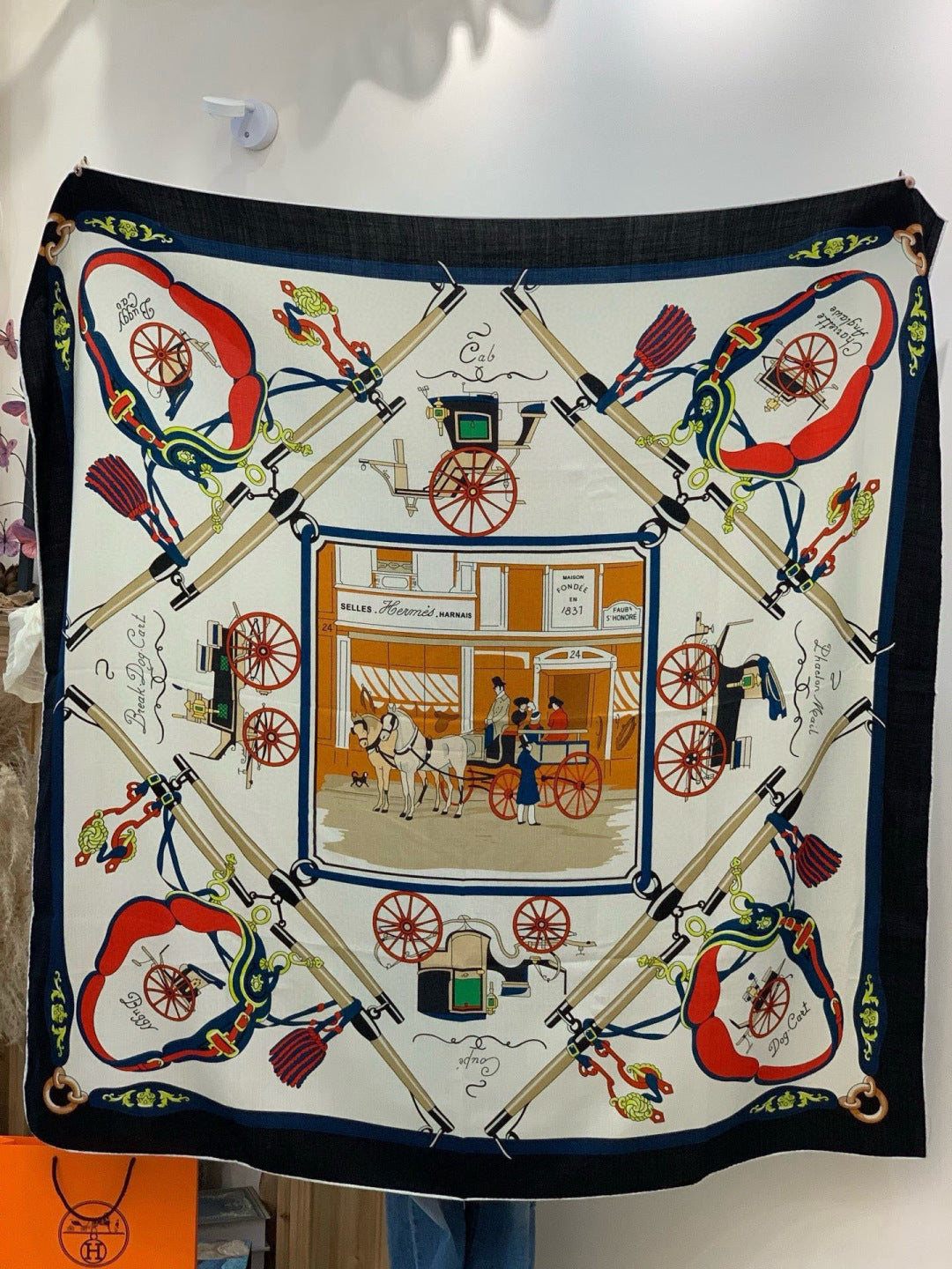 HM 25s The King Scarf 140cm Black White Colorful Cashmere 973051