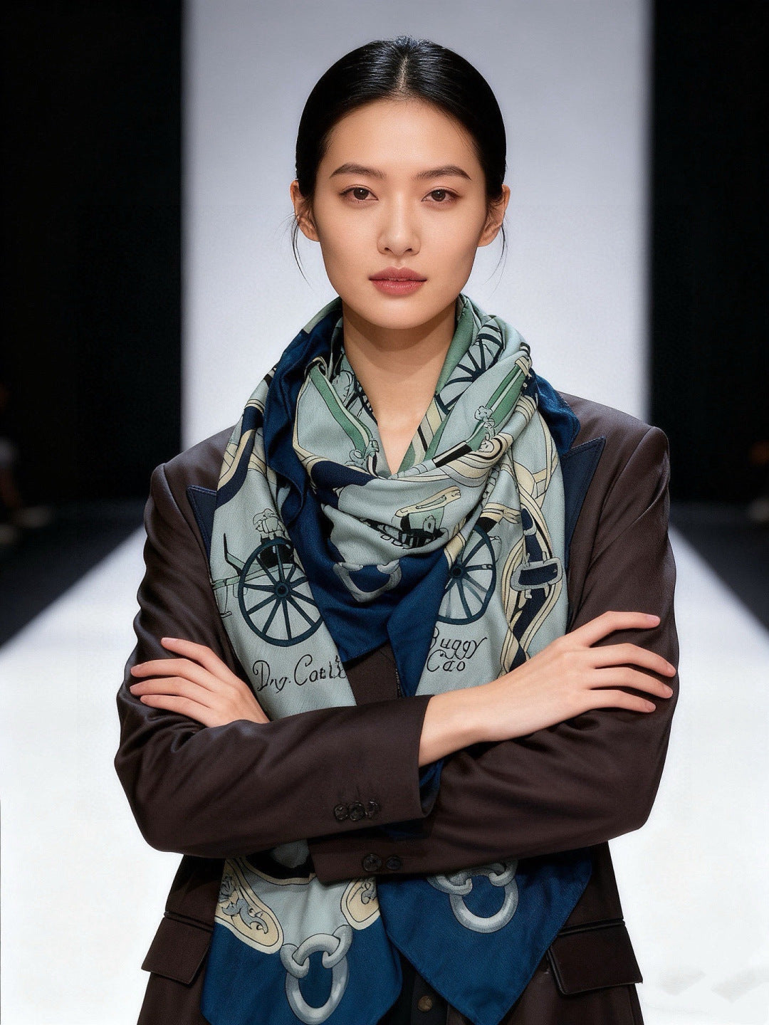 HM 25s The King Scarf 140cm Blue Colorful Cashmere 973052