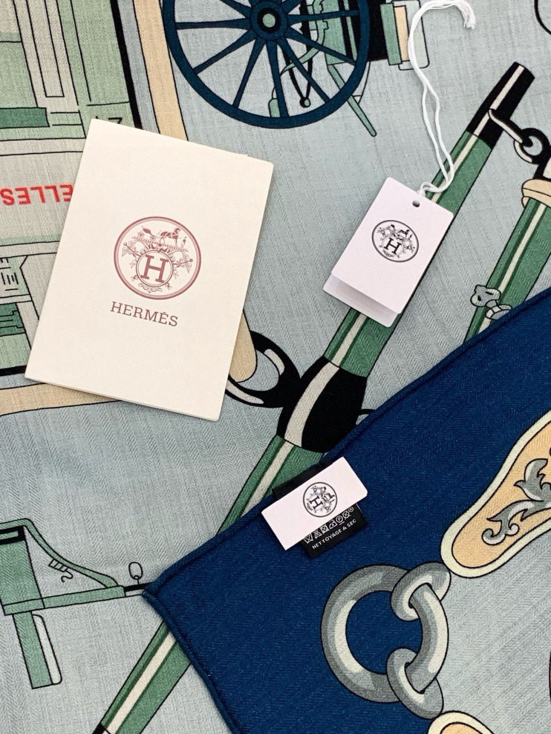 HM 25s The King Scarf 140cm Blue Colorful Cashmere 973052