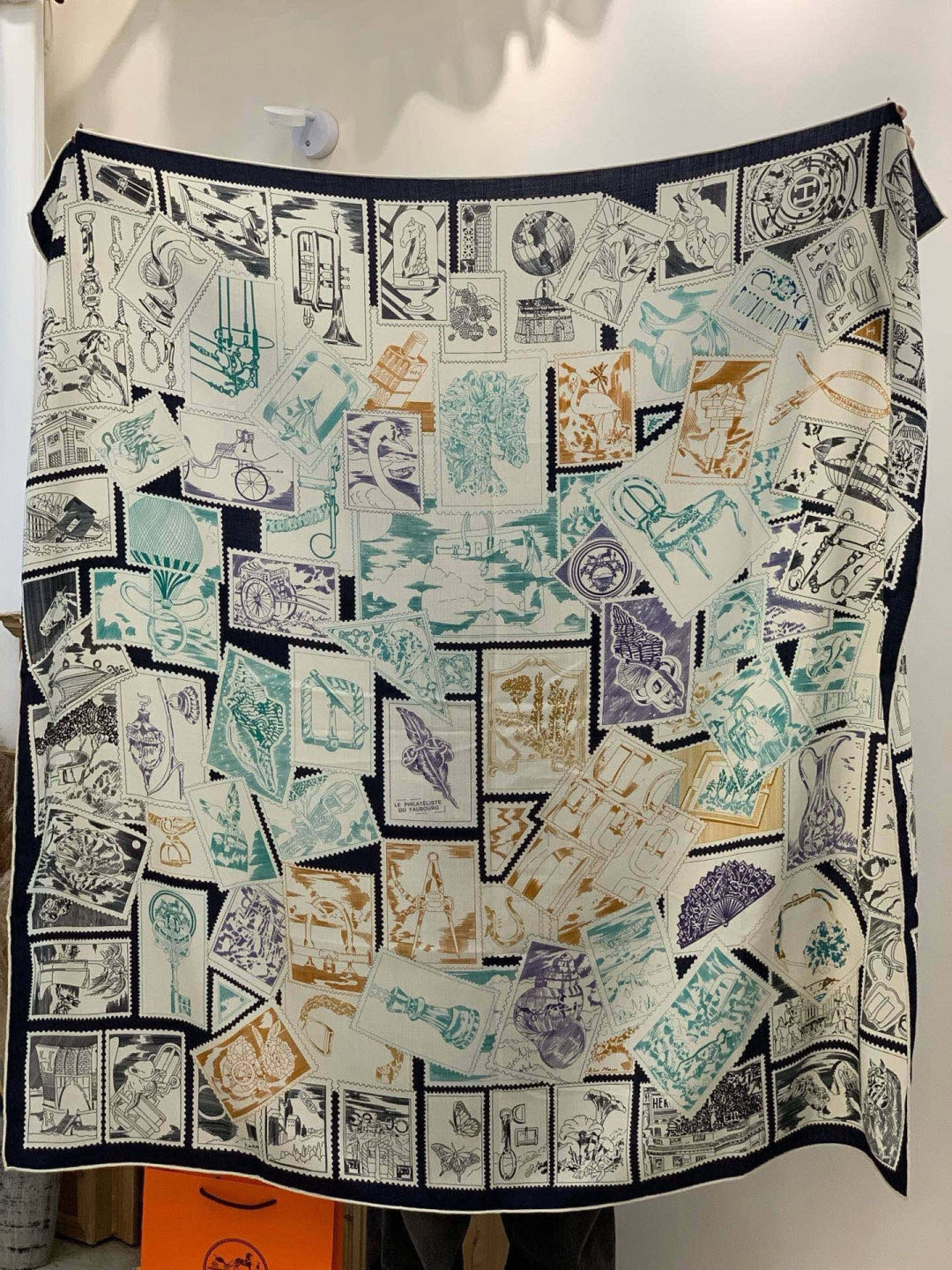 HM 25s Scarf 140cm Black Light Blue Cashmere 973061