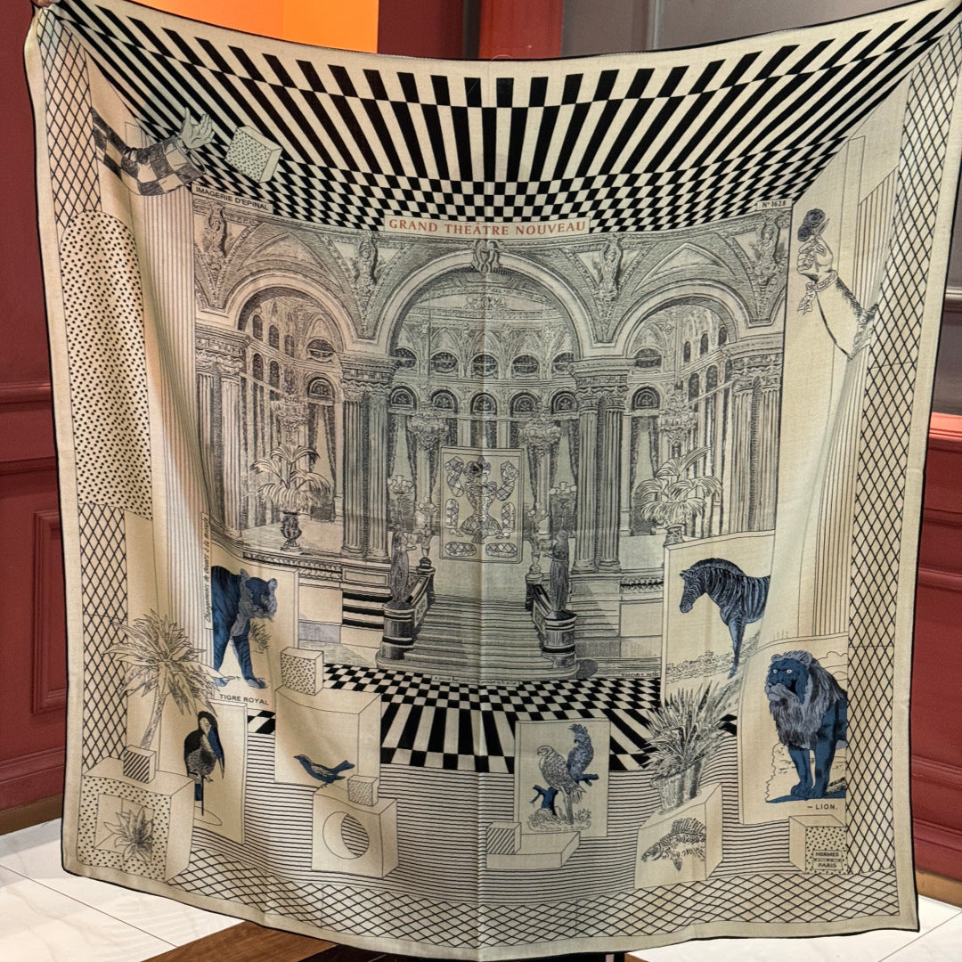 HM 25s Reversible Scarf 140cm Beige Black Cashmere 976278