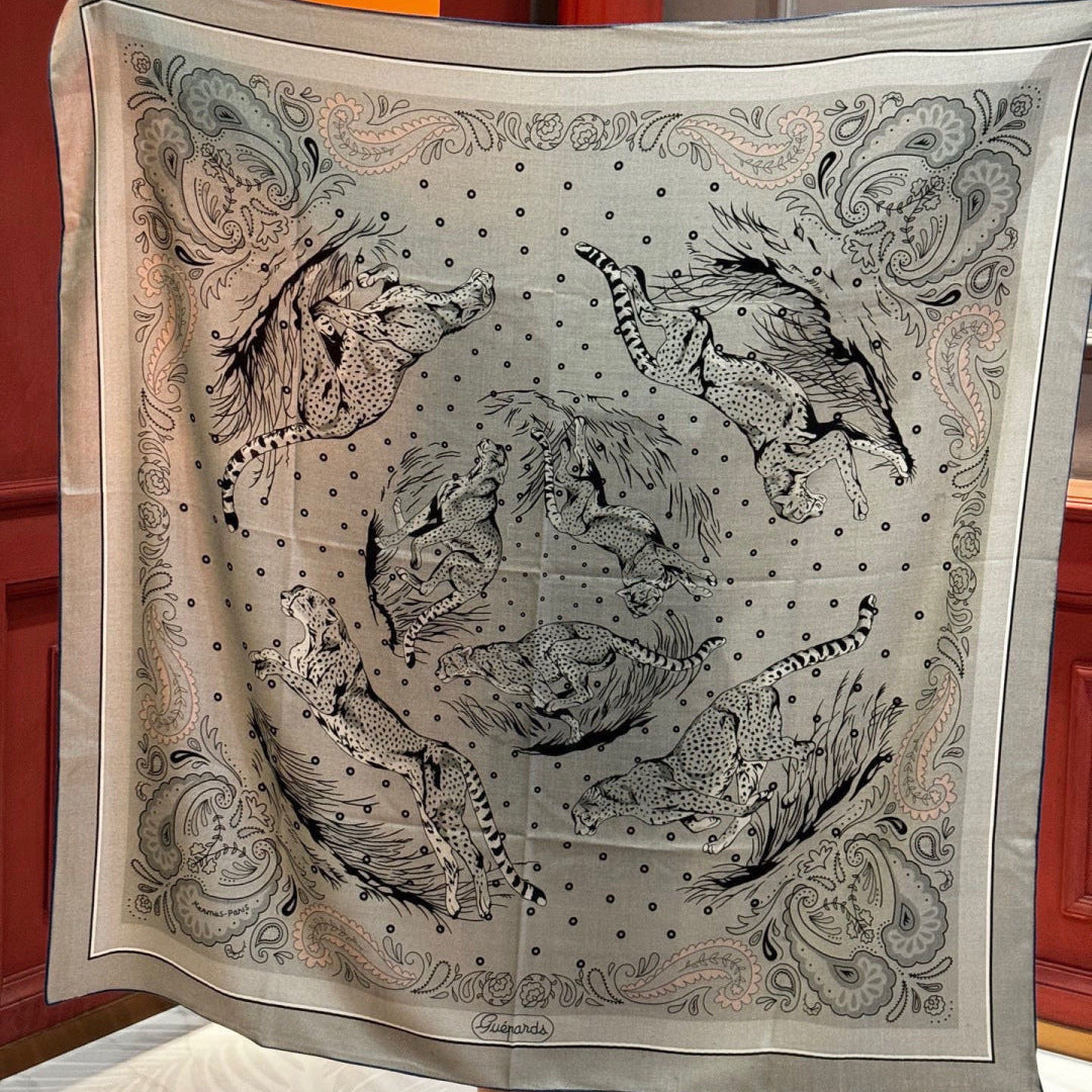 HM 25s Jungle Love Scarf 140cm Gray Cashmere 976285