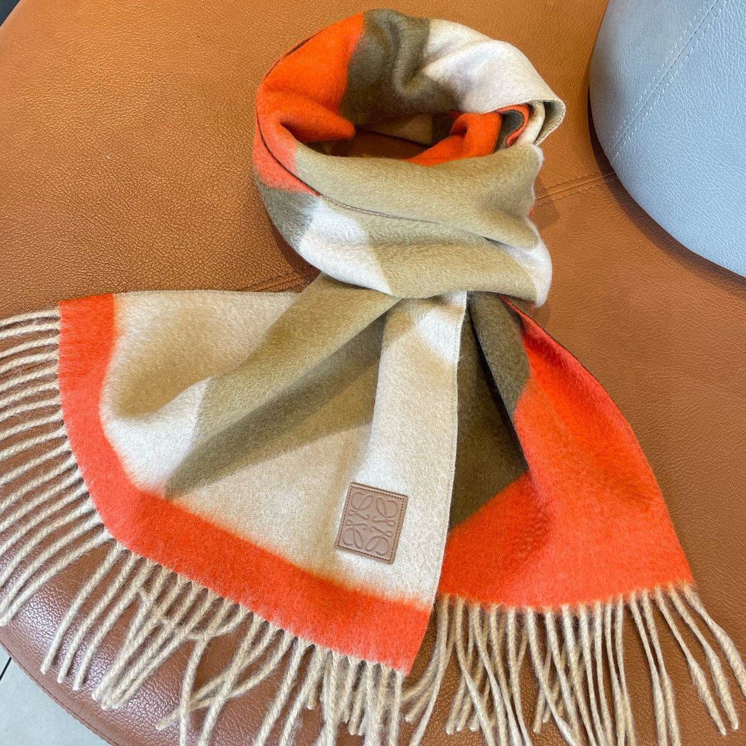 Loewe Scarf 180CM Orange Beige Cashmere 967039