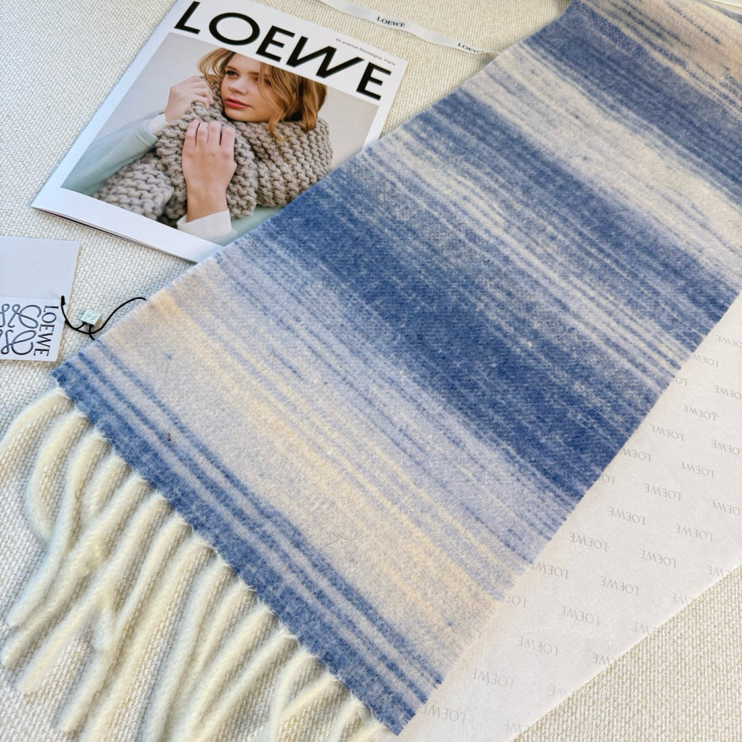 Loewe Scarf 180CM Blue White Cashmere 968376