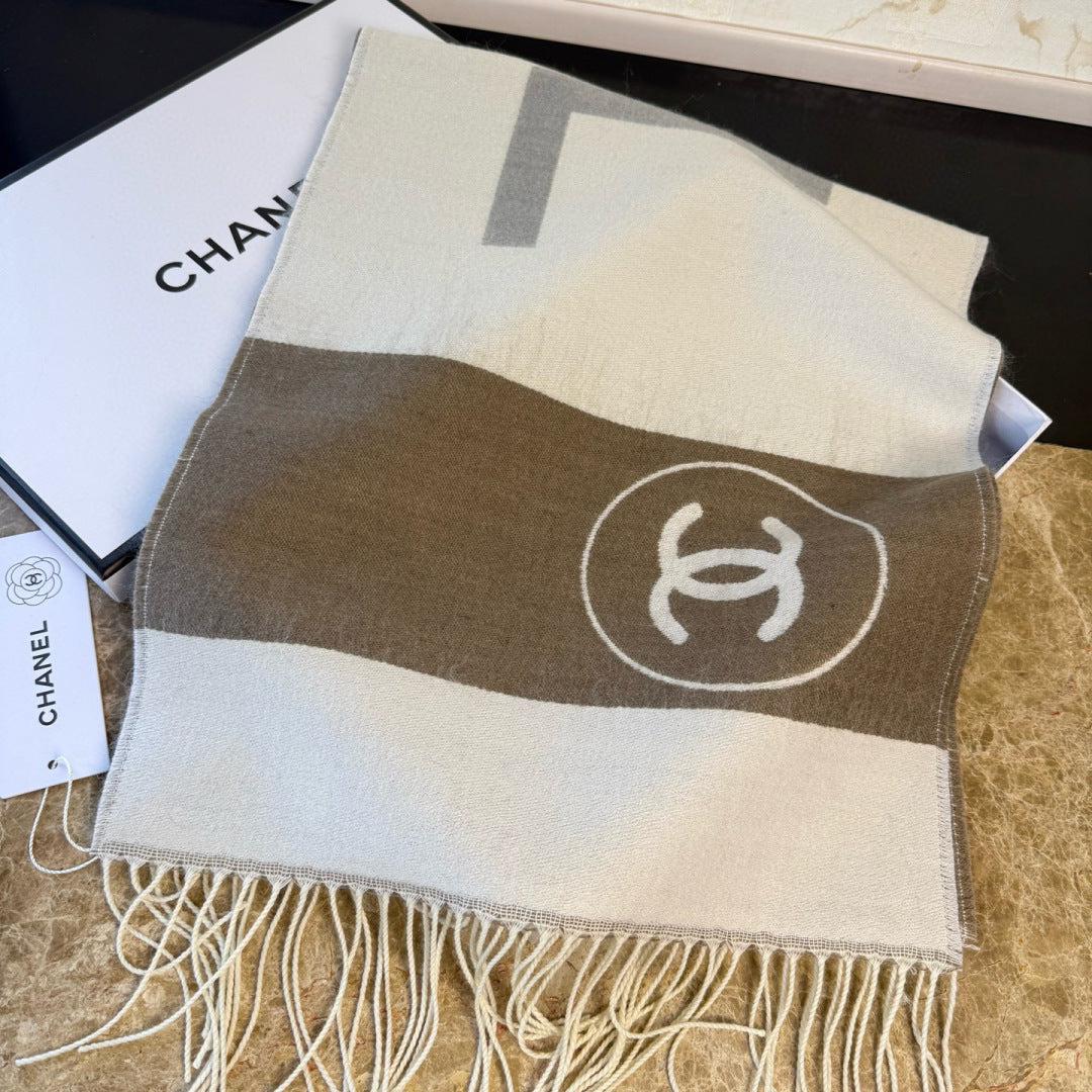 CC 25 Scarf 200cm White Brown Lambswool 968388