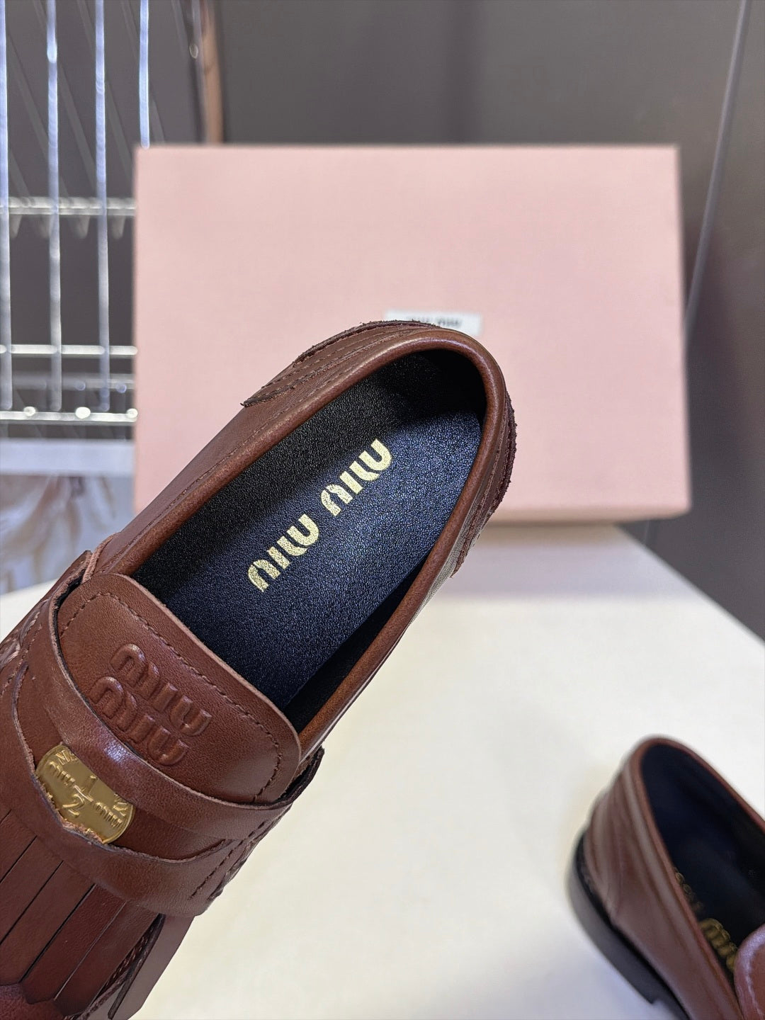 Miu Miu 2026 Fringe Leather Penny Loafers Patent Leather 994218