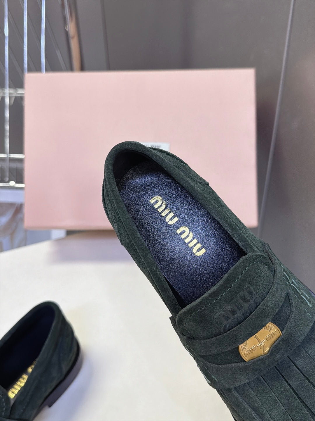 Miu Miu 2026 Fringe Penny Loafers Suede 994223