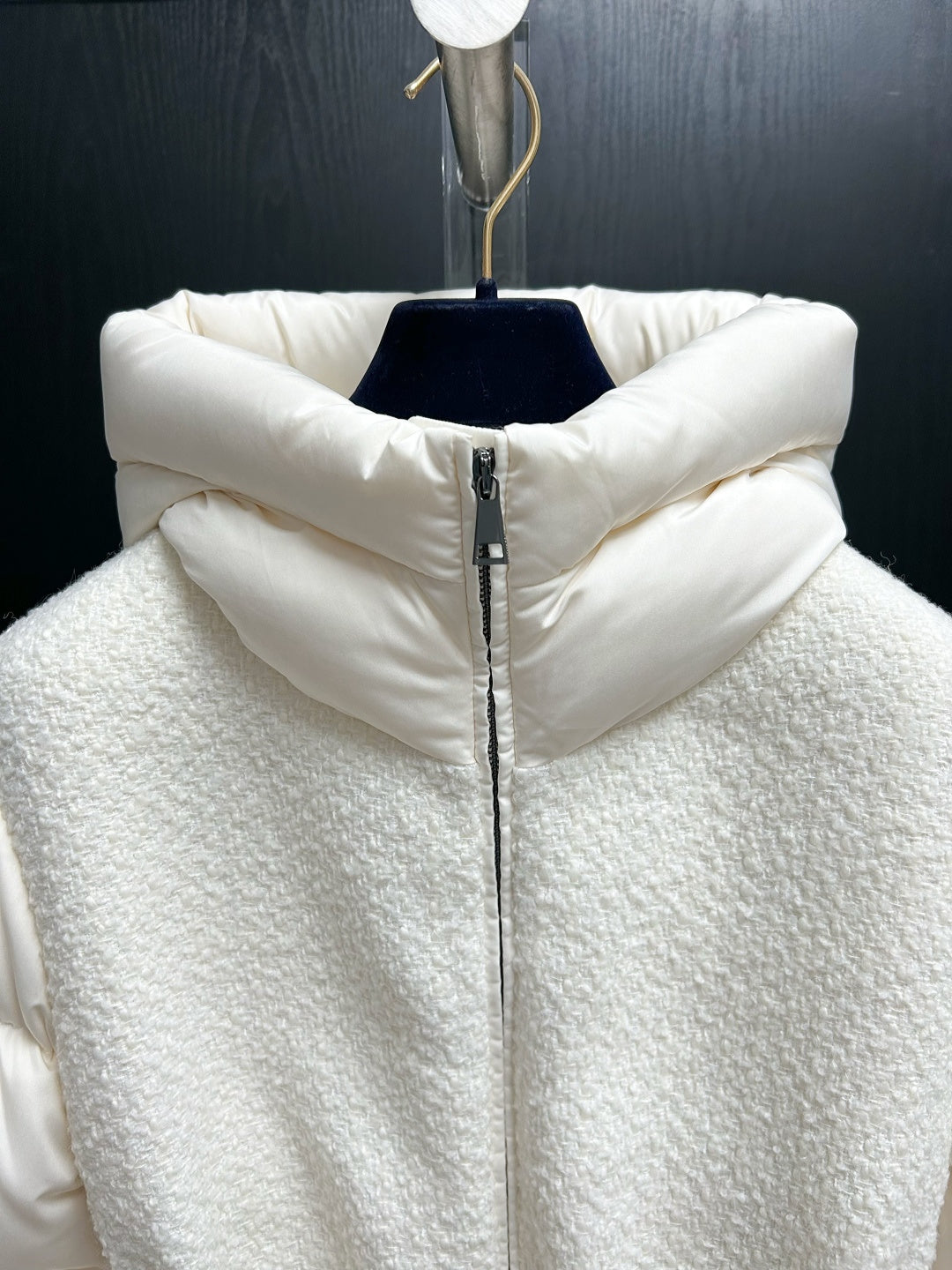 Moncler 2025 Caille Long Down Coat White Wool