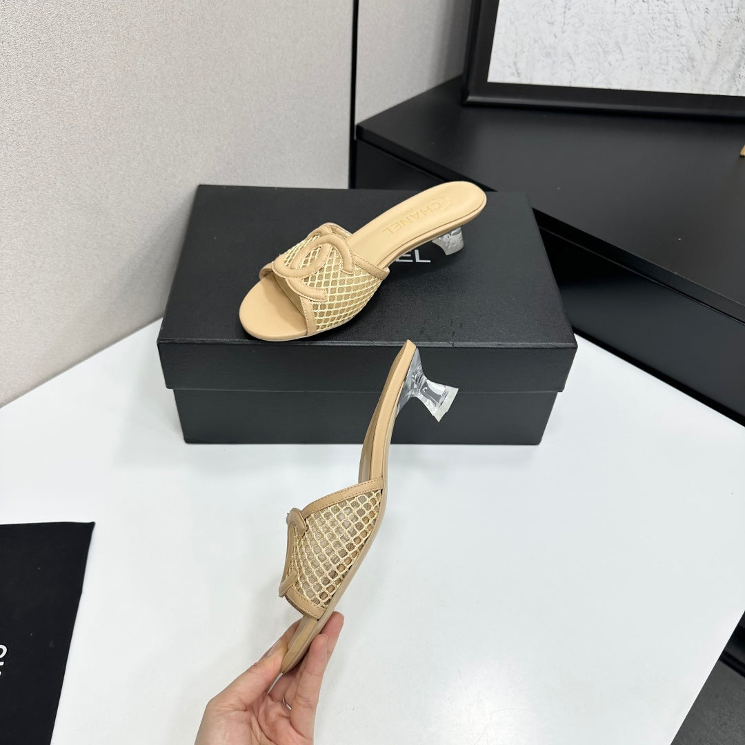 Chanel 2026 Transparent Spool Heels Leather Sheepskin Mesh 822723