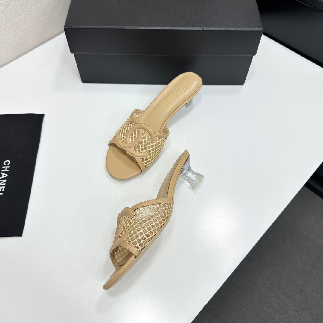 Chanel 2026 Transparent Spool Heels Leather Sheepskin Mesh 822723