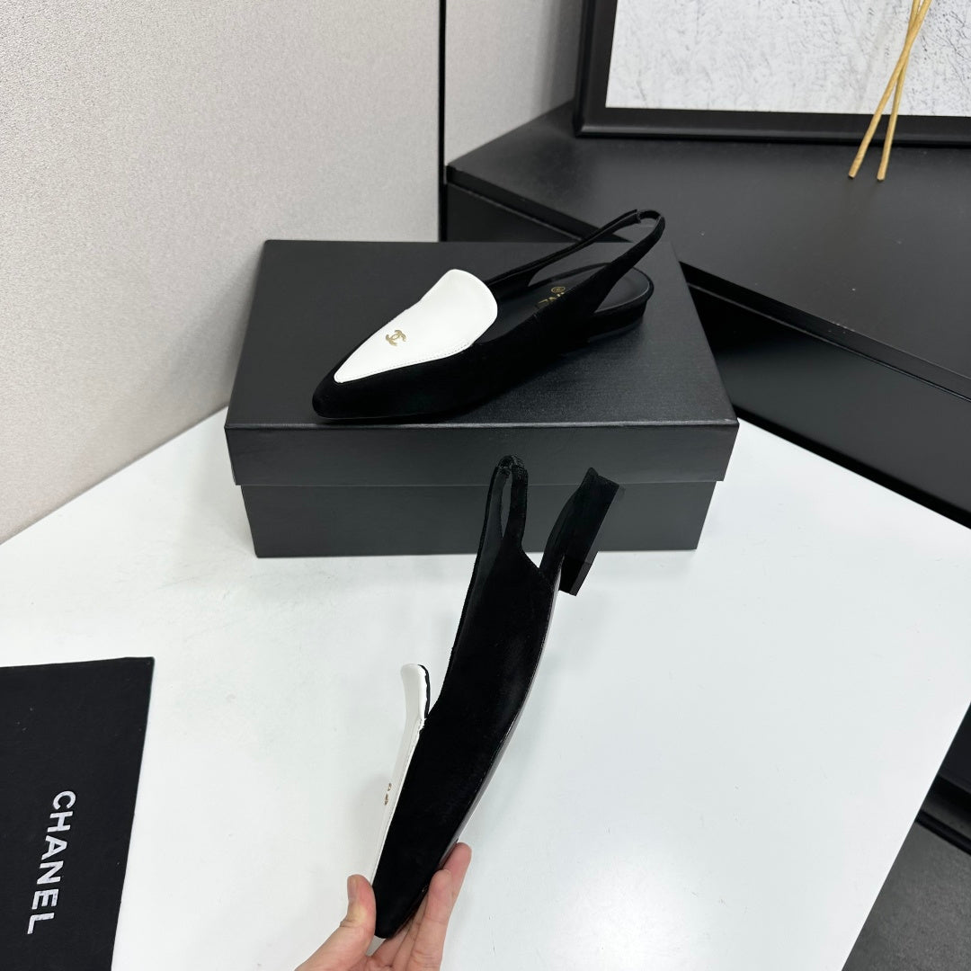 Chanel 2026 Two-Tone Flat Slingbacks Suede Leather 985827