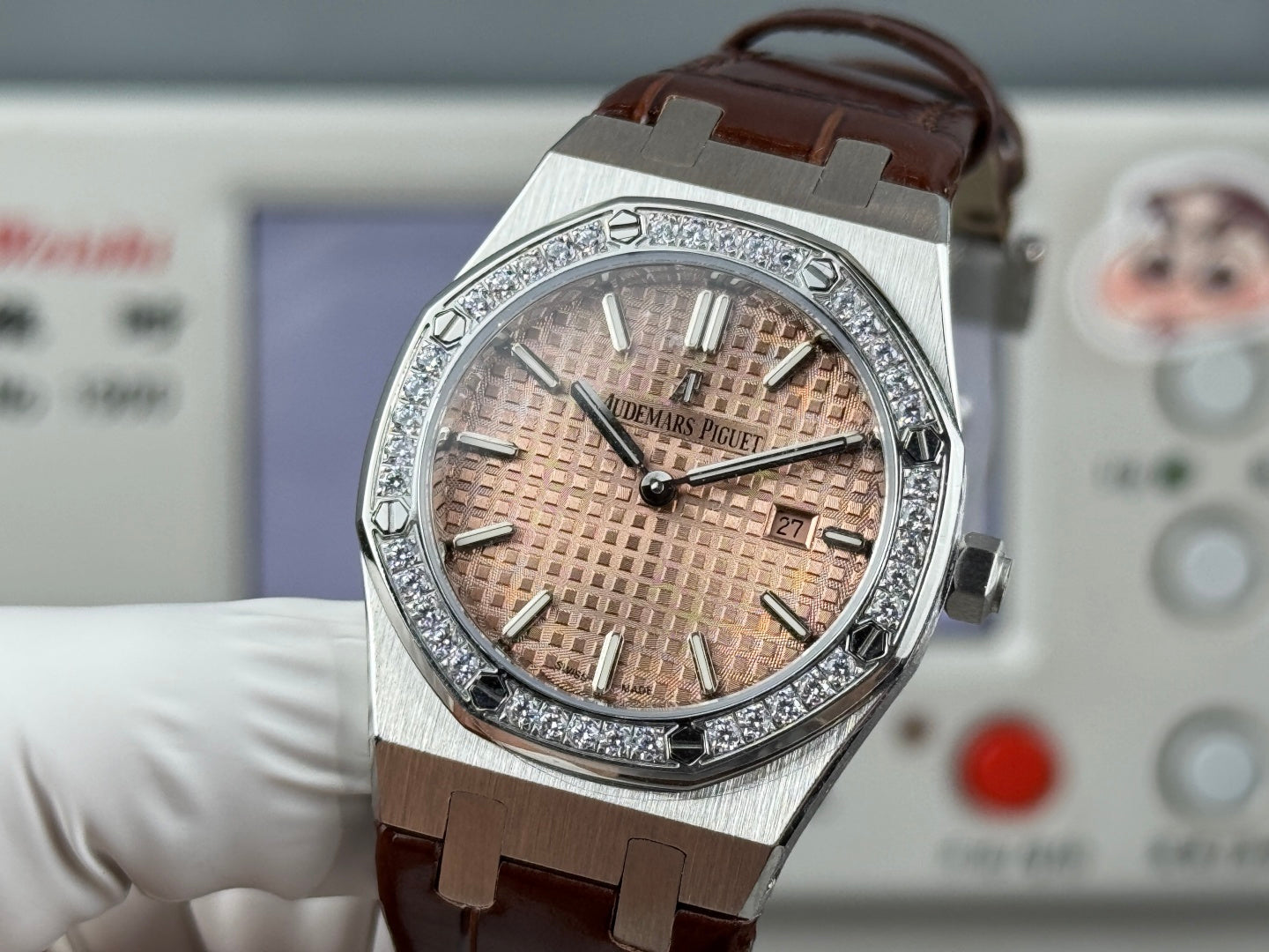 Audemars Piguet Royal Oak Lady 33mm Rose Gold Dial Leather Strap