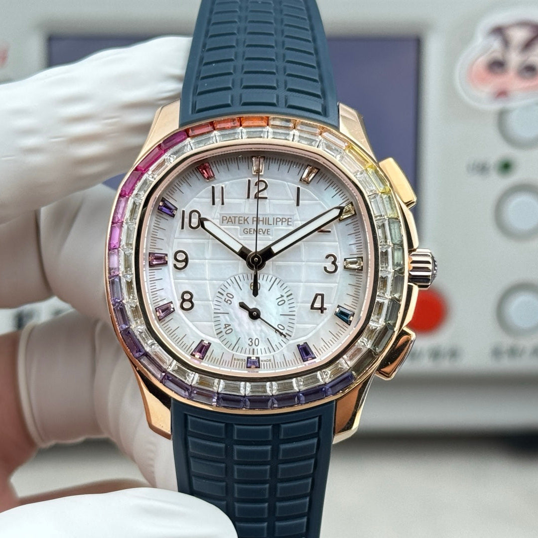 Patek Philippe Aquanaut Luce “Rainbow” Chronograph 40mm Blue Rubber Strap