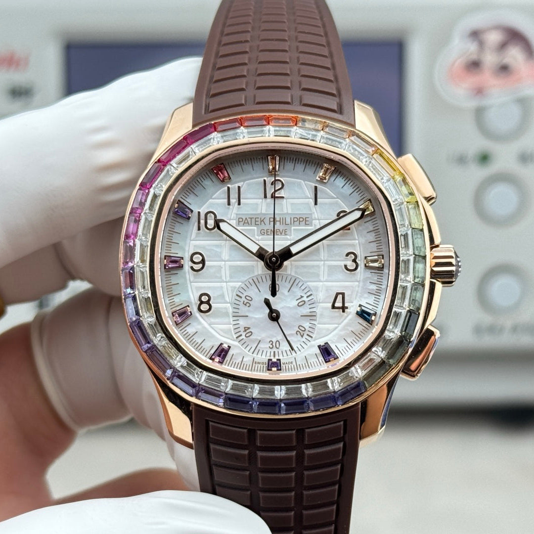 Patek Philippe Aquanaut Luce “Rainbow” Chronograph 40mm Brown Rubber Strap