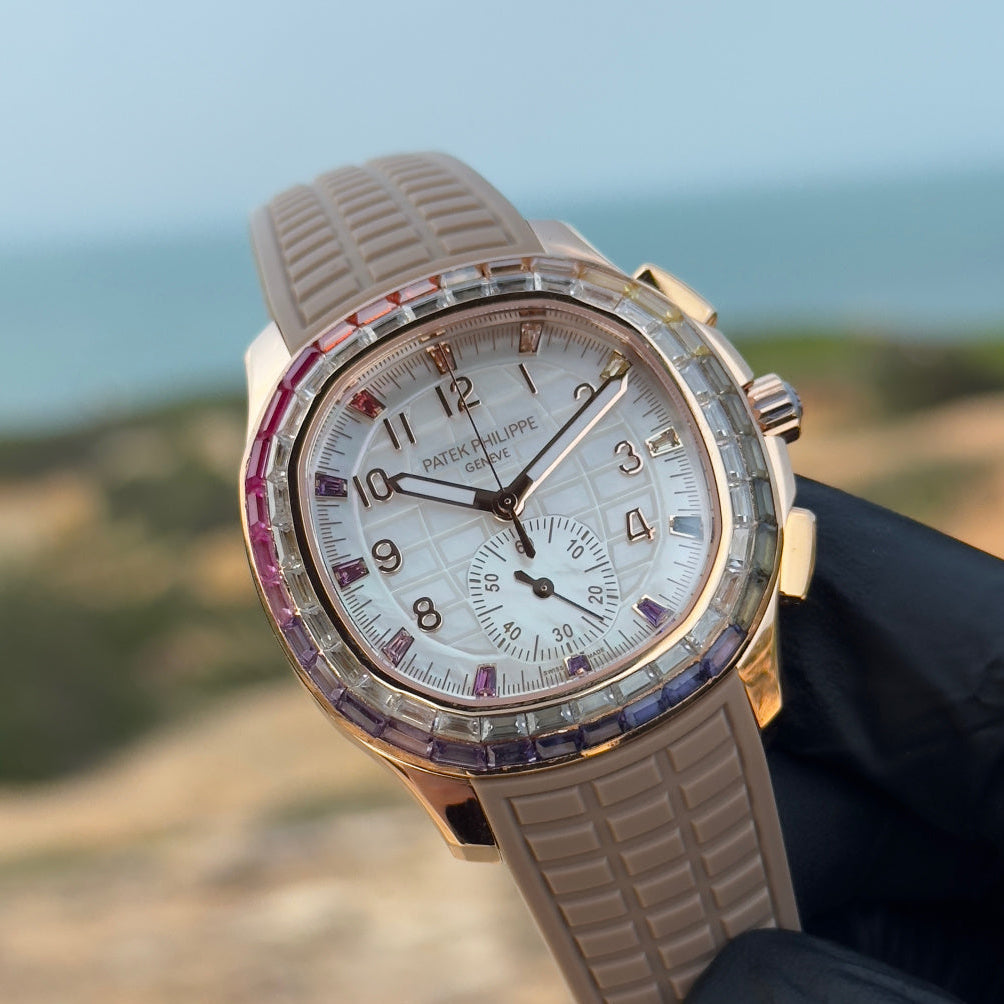 Patek Philippe Aquanaut Luce “Rainbow” Chronograph 40mm Beige Rubber Strap