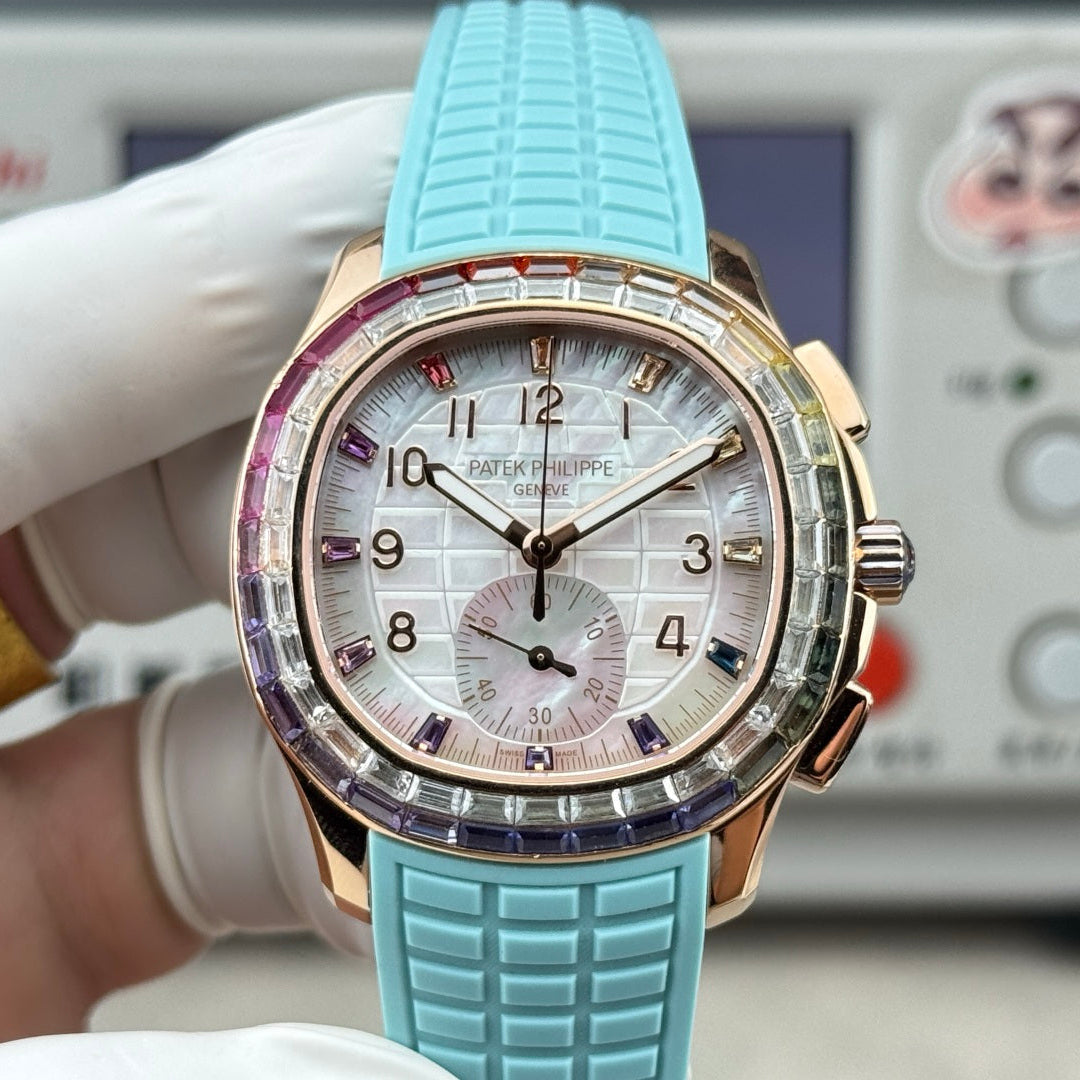 Patek Philippe Aquanaut Luce “Rainbow” Chronograph 40mm Blue Rubber Strap
