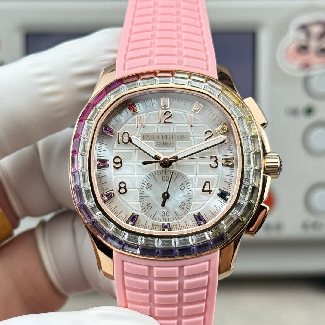Patek Philippe Aquanaut Luce “Rainbow” Chronograph 40mm Pink Rubber Strap