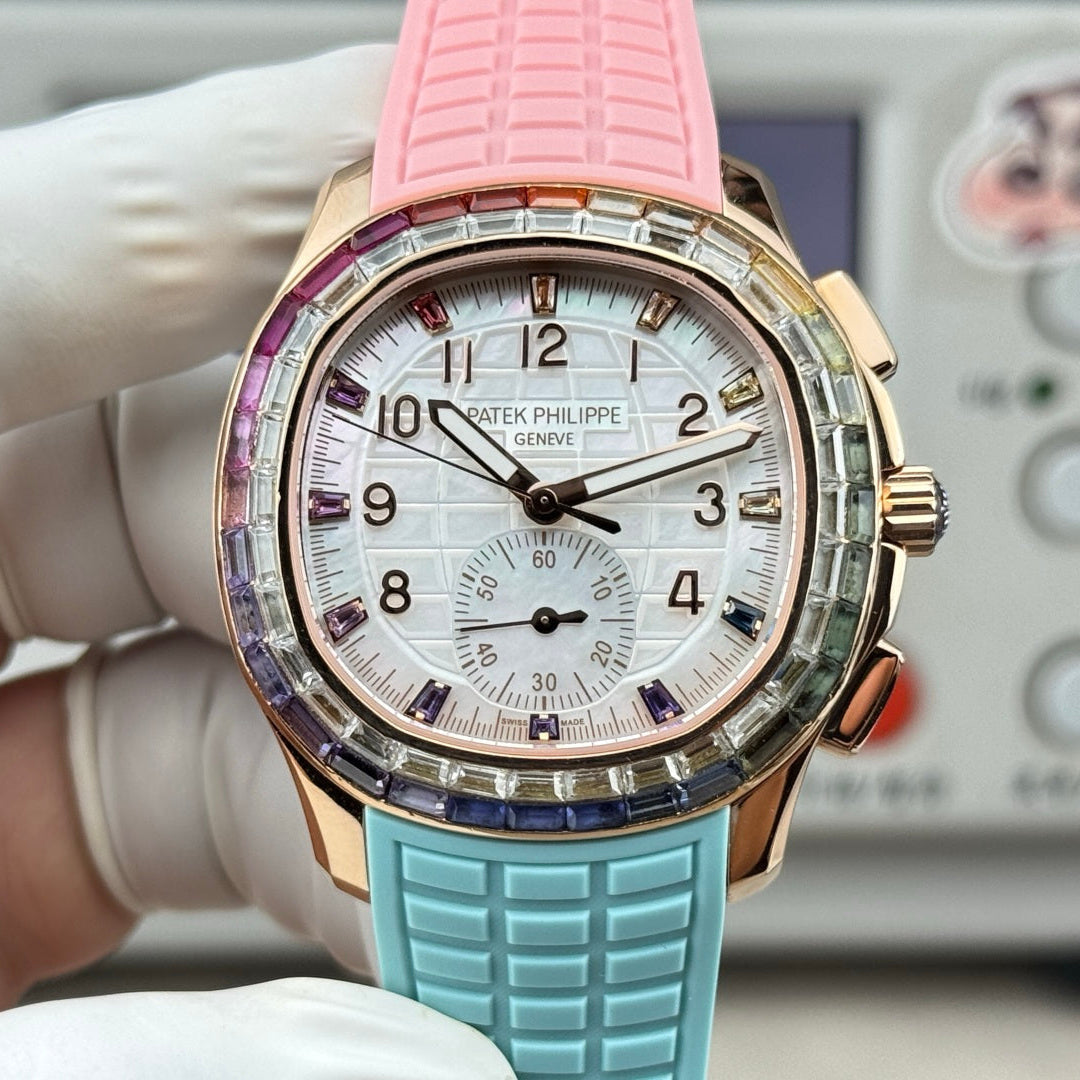 Patek Philippe Aquanaut Luce “Rainbow” Chronograph 40mm Blue Pink Rubber Strap