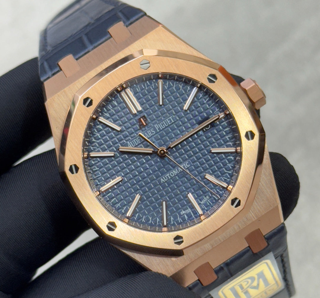 Audemars Piguet Royal Oak Selfwinding 41mm 15400OR Blue Dial Leather Strap