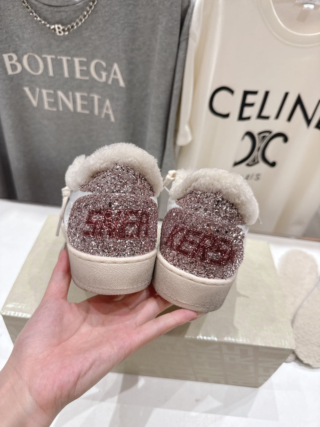 Golden Goose 2025 Wool-Lined Dirty Sneaker Ivory mix Red Cowhide 491638