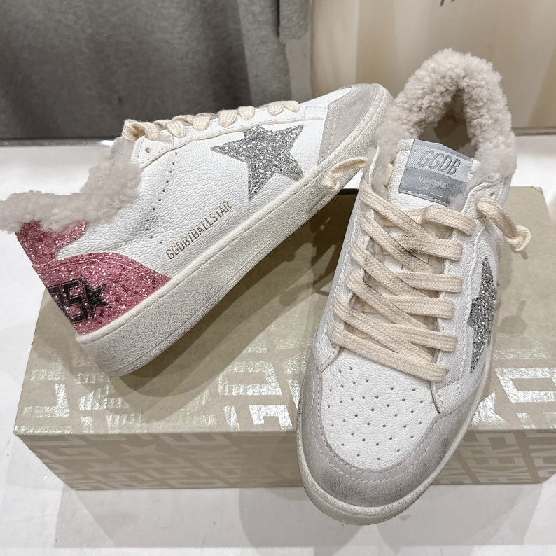 Golden Goose 2025 Star Sneaker Ivory Silver mix Pink Wool Cowhide 491647
