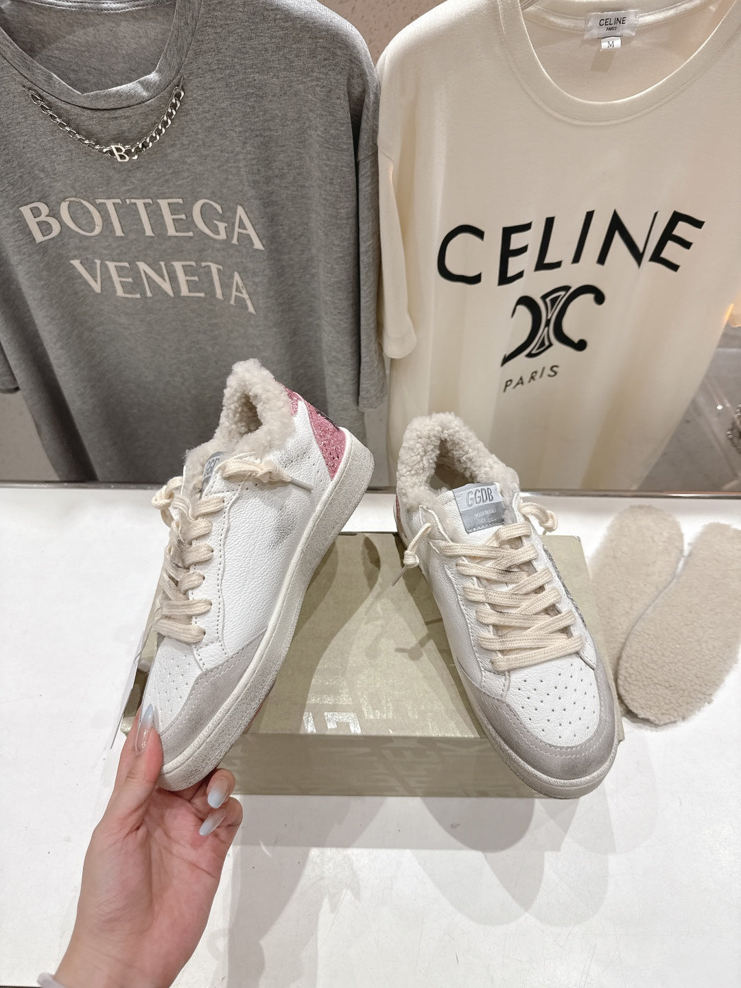 Golden Goose 2025 Star Sneaker Ivory Silver mix Pink Wool Cowhide 491647