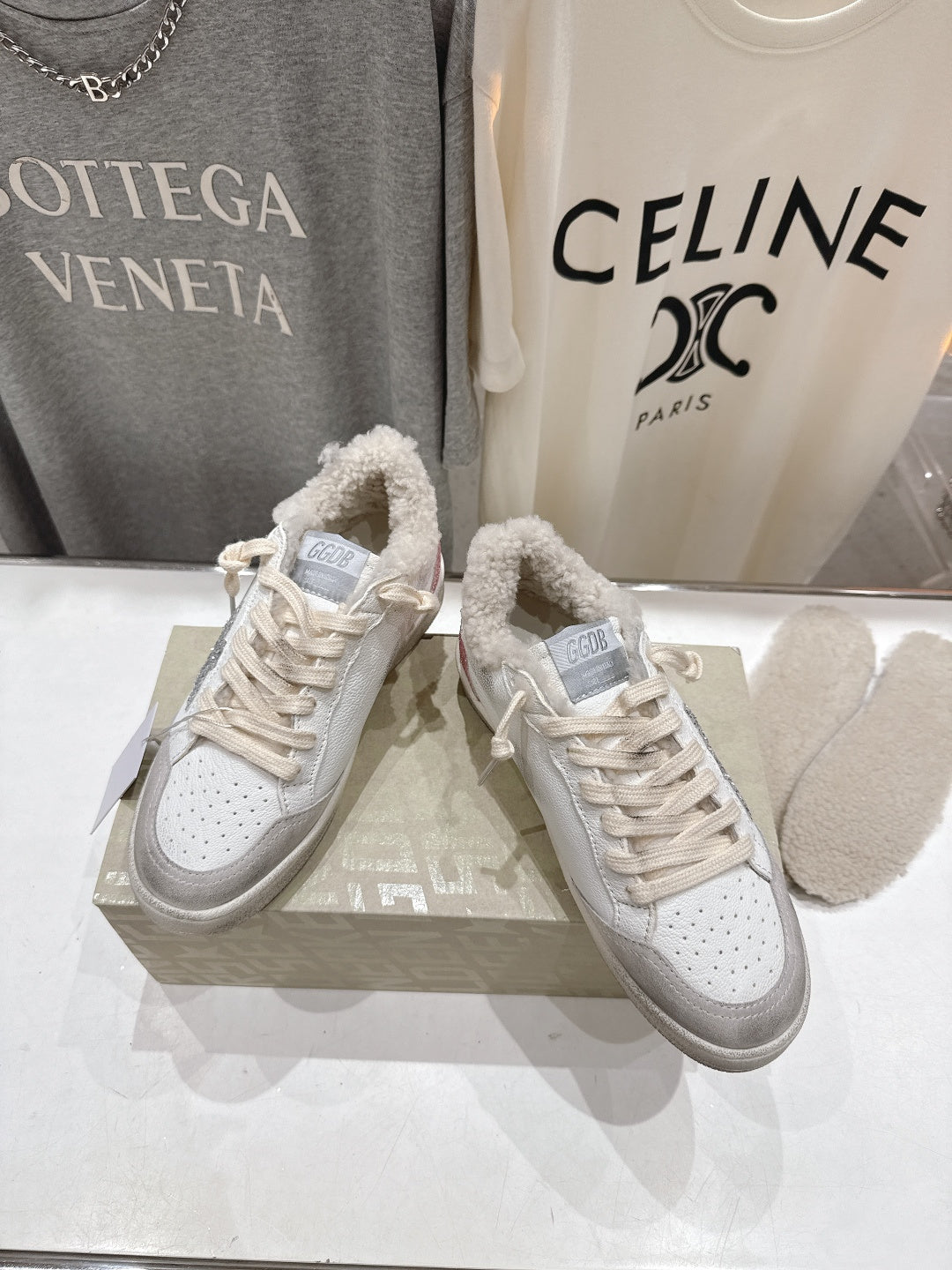 Golden Goose 2025 Star Sneaker Ivory Silver mix Pink Wool Cowhide 491647