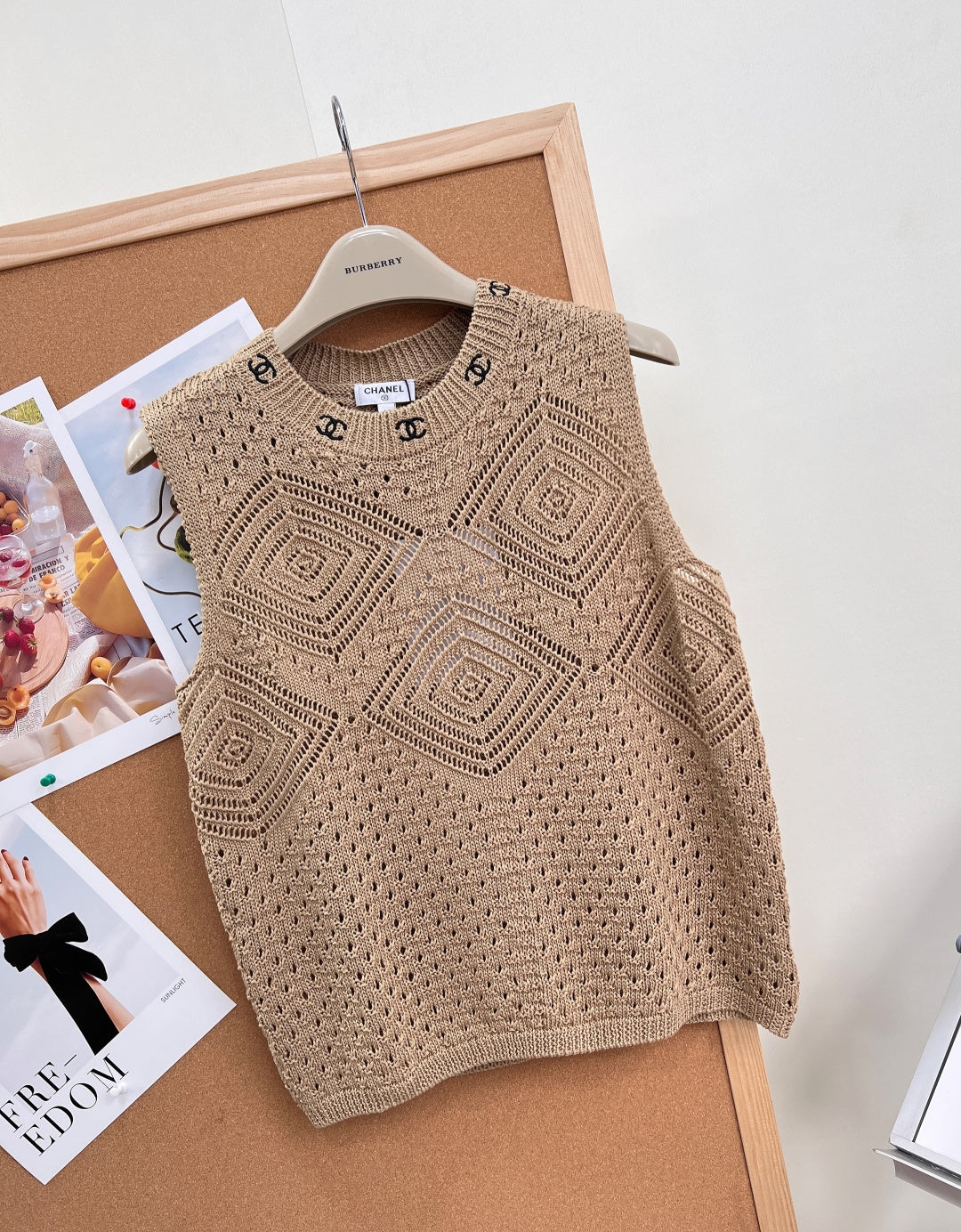 Chanel 2026 Hollow-out  Knit Vest Brown Cotton 293348