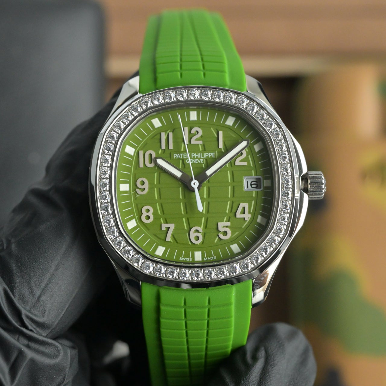 Patek Philippe Nautilus 38.8mm Green Dial Green Strap