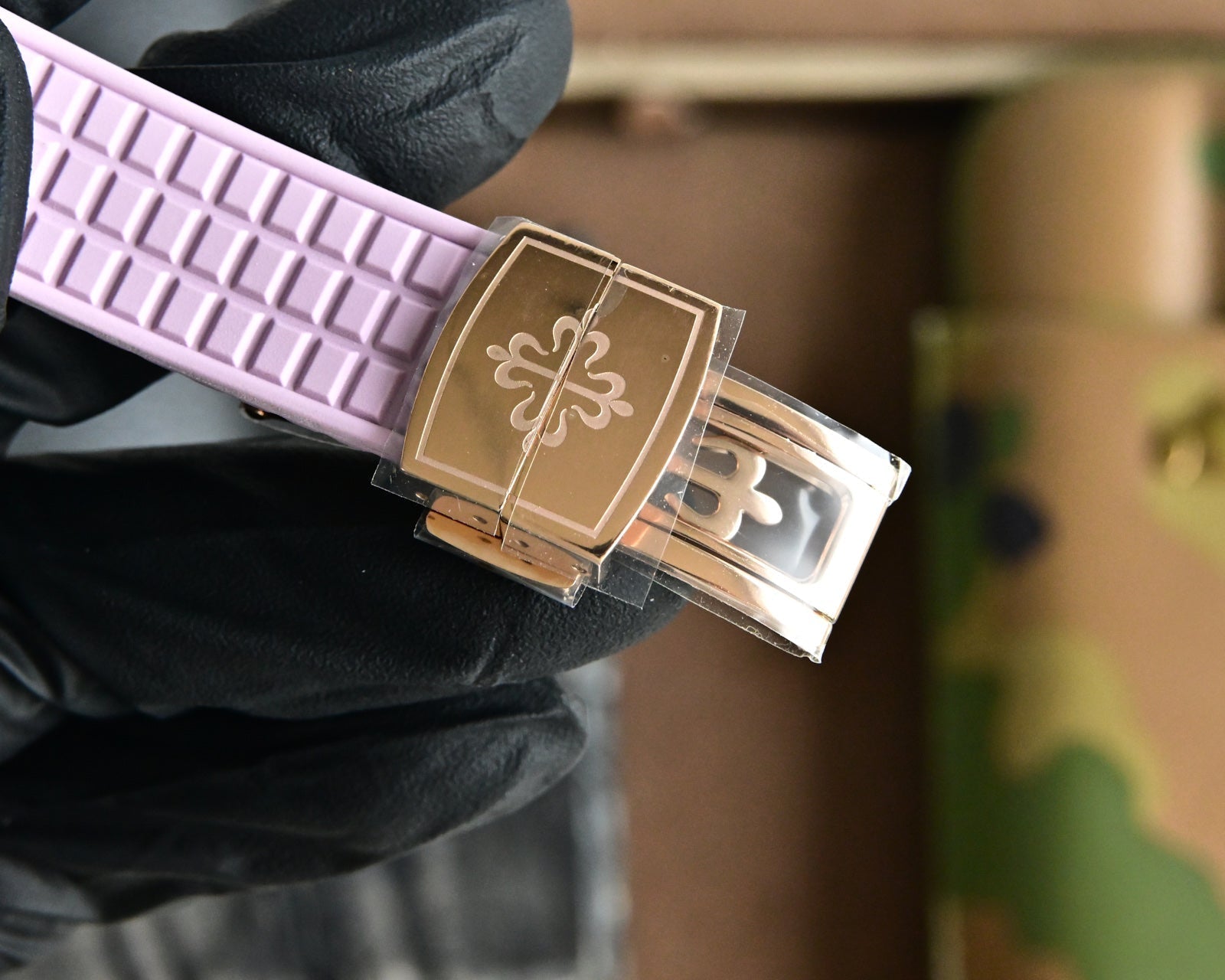 Patek Philippe Aquanaut 35.6mm Rose Gold Case Pink Strap Watch